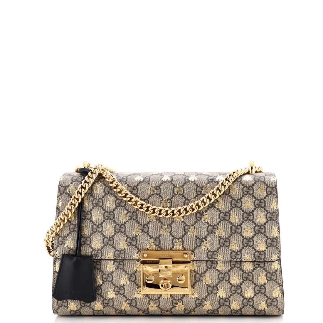 Gucci Padlock Shoulder Bag Printed GG Coated Canvas Medium: Gucci Padlock Shoulder Bag Printed GG Coated Canvas Medium The Gucci Padlock Shoulder Bag Printed GG Coated Canvas Medium boasts a unique and stylish design, featuring a striking padlock print on its 