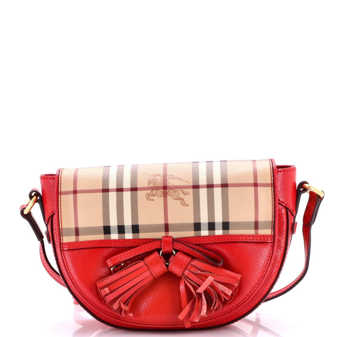Maydown Crossbody Bag Canvas Leather Small Burberry Coated Haymarket: Maydown Crossbody Bag Canvas Leather Small Burberry Coated Haymarket Small and stylish, the Maydown Crossbody Bag from Burberry features a striking red exterior made from leather, paired with a
