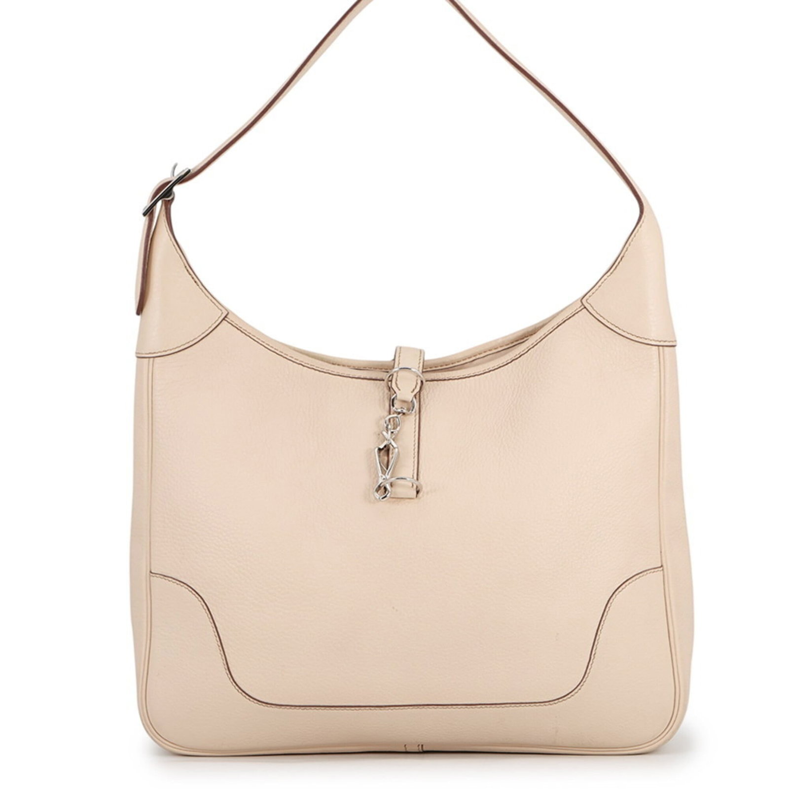 Handbag Ivory Hermes Shoulder Bag: Handbag Ivory Hermes Shoulder Bag Ivory ivory handbag from Hermes, crafted in France with an elegant ivory finish. This shoulder bag measures 26cm x 35cm x 7cm and features a classic design that exude