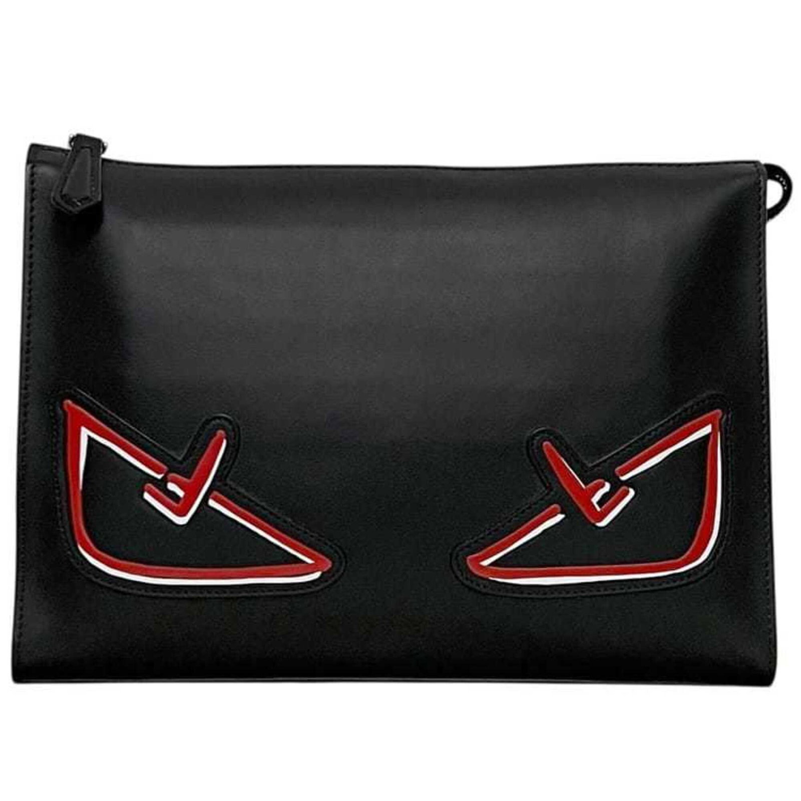 Bag Clutch Leather Fendi: Bag Clutch Leather Fendi Black Fendi leather bag with a sleek design, measuring 19.7cm x 26.8cm x 5.2cm in size, making it a stylish accessory for women. The bag's classic style and luxurious leather 