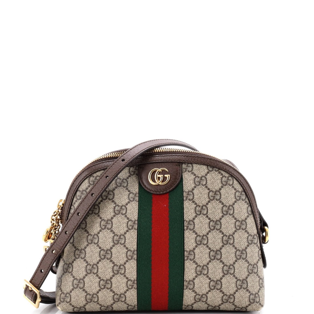 Gucci Ophidia Dome Shoulder Bag GG Coated Canvas Small: Gucci Ophidia Dome Shoulder Bag GG Coated Canvas Small The Gucci Ophidia Dome Shoulder Bag GG Coated Canvas Small boasts a timeless design with a rich brown canvas exterior, complemented by satin blue