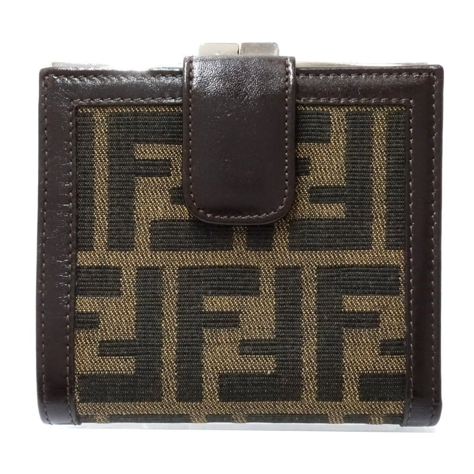 Canvas leather wallet (bi-fold): Canvas leather wallet (bi-fold) Canvas and leather come together in this bi-fold wallet from Fendi's Zucca line, with a classic brown color and compact size. The canvas material provides a natural tou