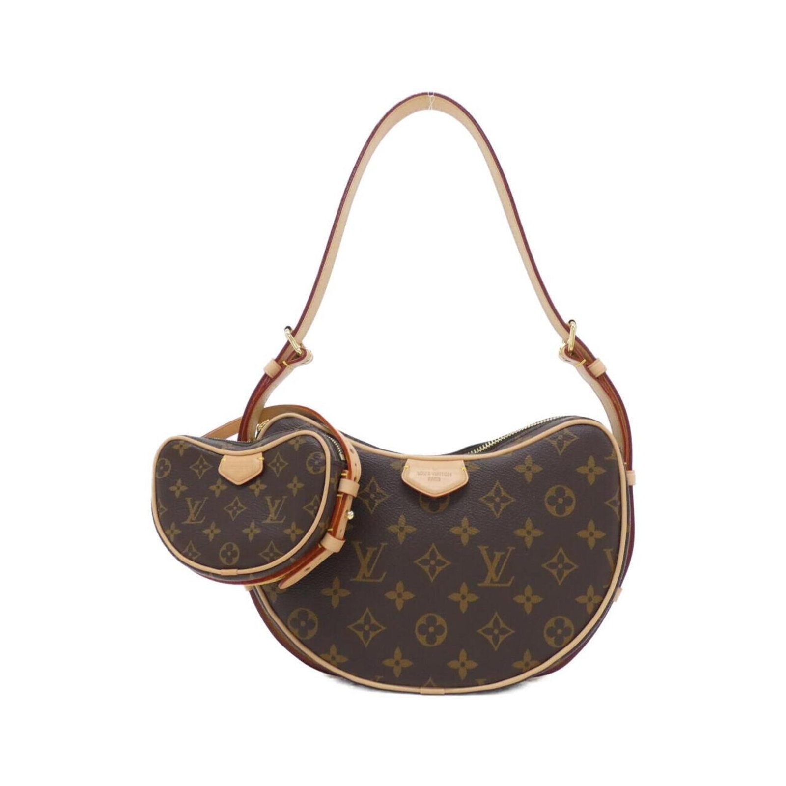Canvas Coated Pouch Shoulder Bag By Louis Vuitton: Canvas Coated Pouch Shoulder Bag By Louis Vuitton Marron canvas coated pouch shoulder bag by Louis Vuitton, featuring gold hardware and a compact size perfect for everyday use. With its classic design