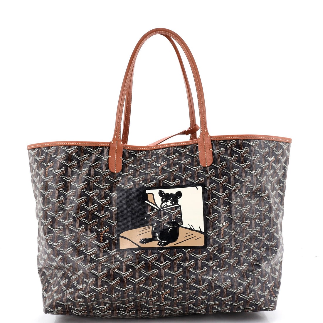 Saint Louis Tote Canvas Coated Printed Goyard: Saint Louis Tote Canvas Coated Printed Goyard Canvas Coated Goyard Saint Louis Tote in Brown Print. This tote features a classic design with a canvas coated exterior and neutral interior, finished wit