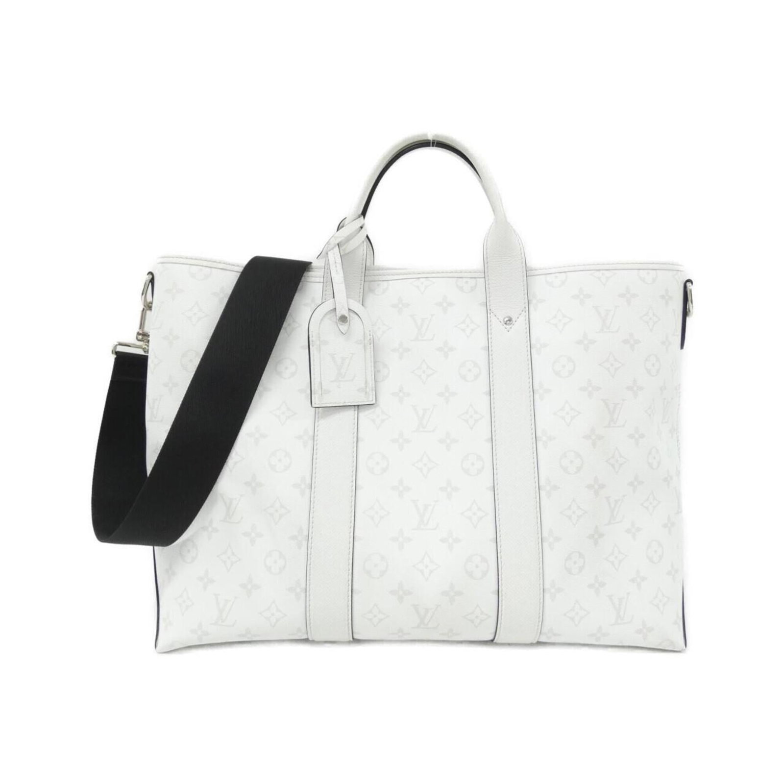 Canvas Coated Louis Vuitton Handbag: Canvas Coated Louis Vuitton Handbag Canvas Coated Louis Vuitton Handbag in White with Silver Hardware. This classic handbag features coated canvas material and measures 33cm x 49cm x 15cm, making it