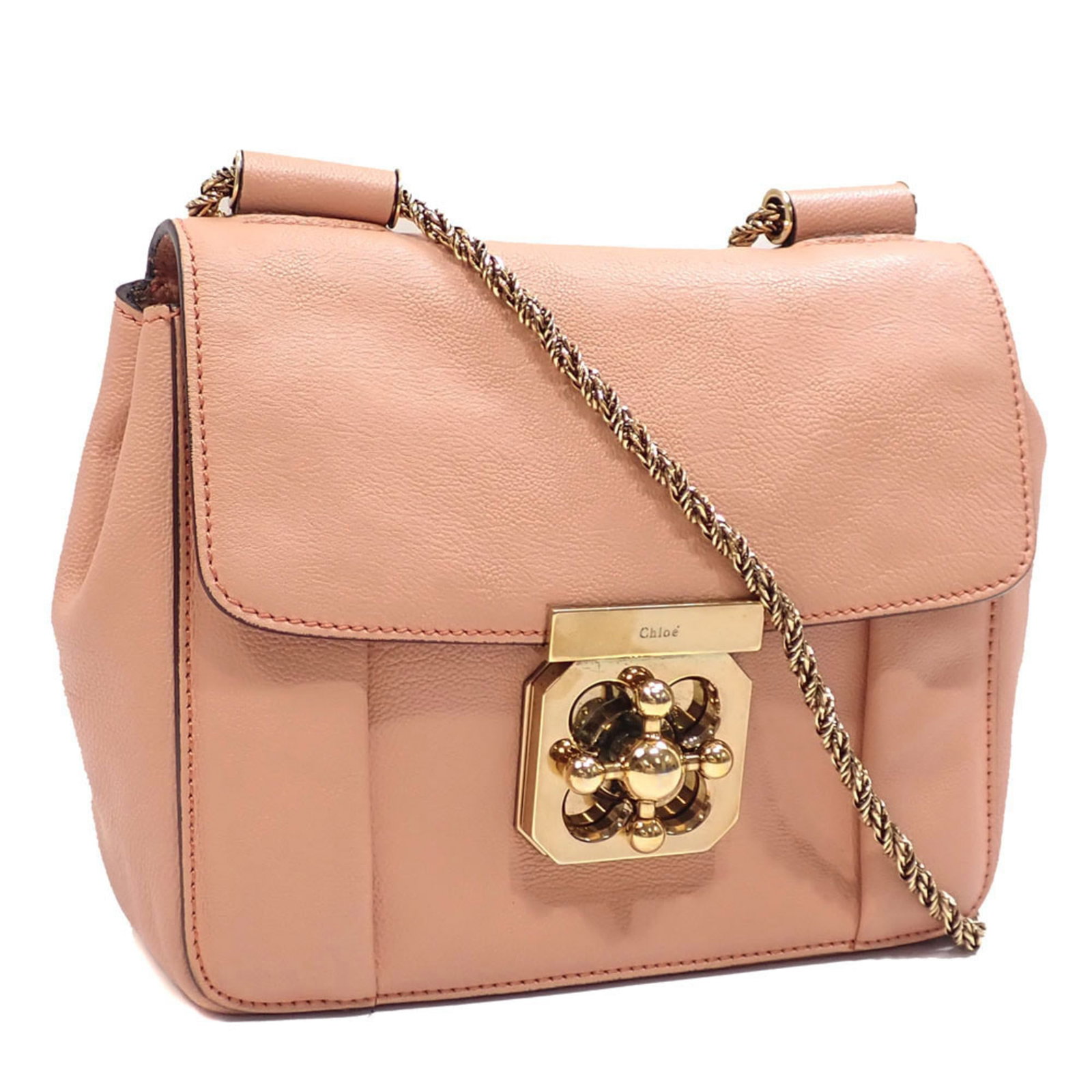 Shoulder bag leather chlo: Shoulder bag leather chlo Chlo's Elsie shoulder bag boasts sleek, pink leather with a compact size, measuring 16cm x 19cm x 7.5cm. Its sturdy design makes it a practical choice for everyday use. The