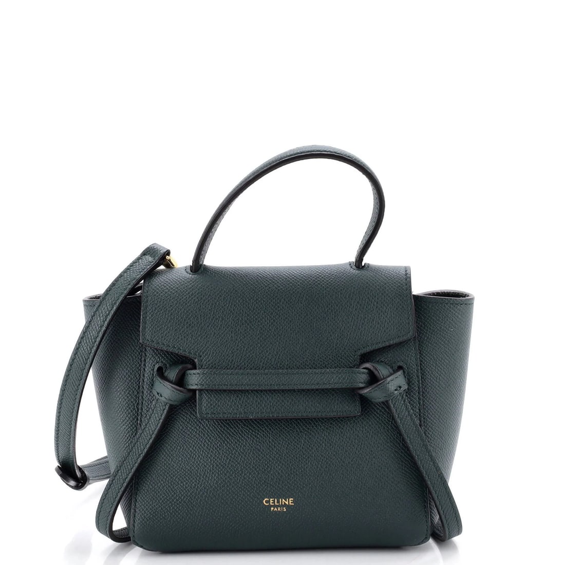 Pico Textured Leather Belt Bag Celine: Pico Textured Leather Belt Bag Celine The Pico Textured Leather Belt Bag from Celine boasts a unique, textured leather exterior in green, adding an edgy touch to its sleek design. Measuring 5.5" tall