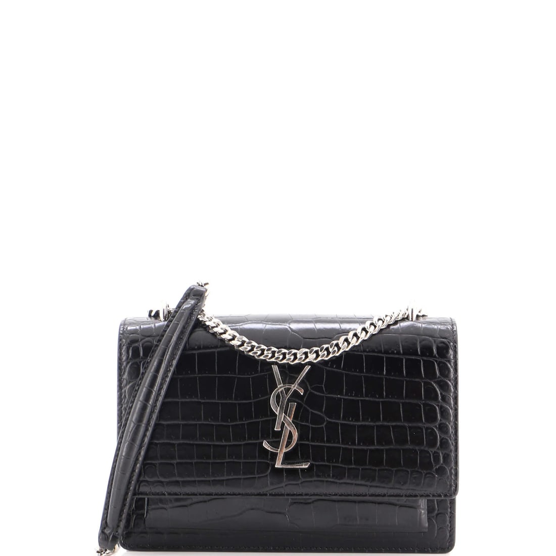 Saint Laurent Sunset Chain Wallet Crocodile Embossed Leather (1 of 6)