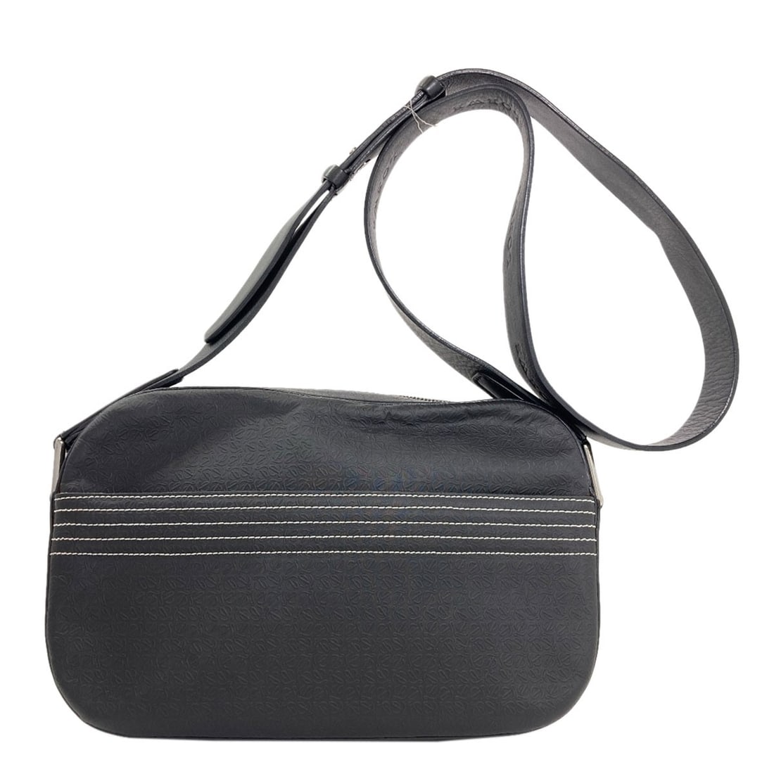 Loewe Anagram Embossing Shoulder Bag Leather: Loewe Anagram Embossing Shoulder Bag Leather Black leather shoulder bag with an embossing design, crafted by LOEWE. This stylish accessory features a sleek black exterior made from high-quality