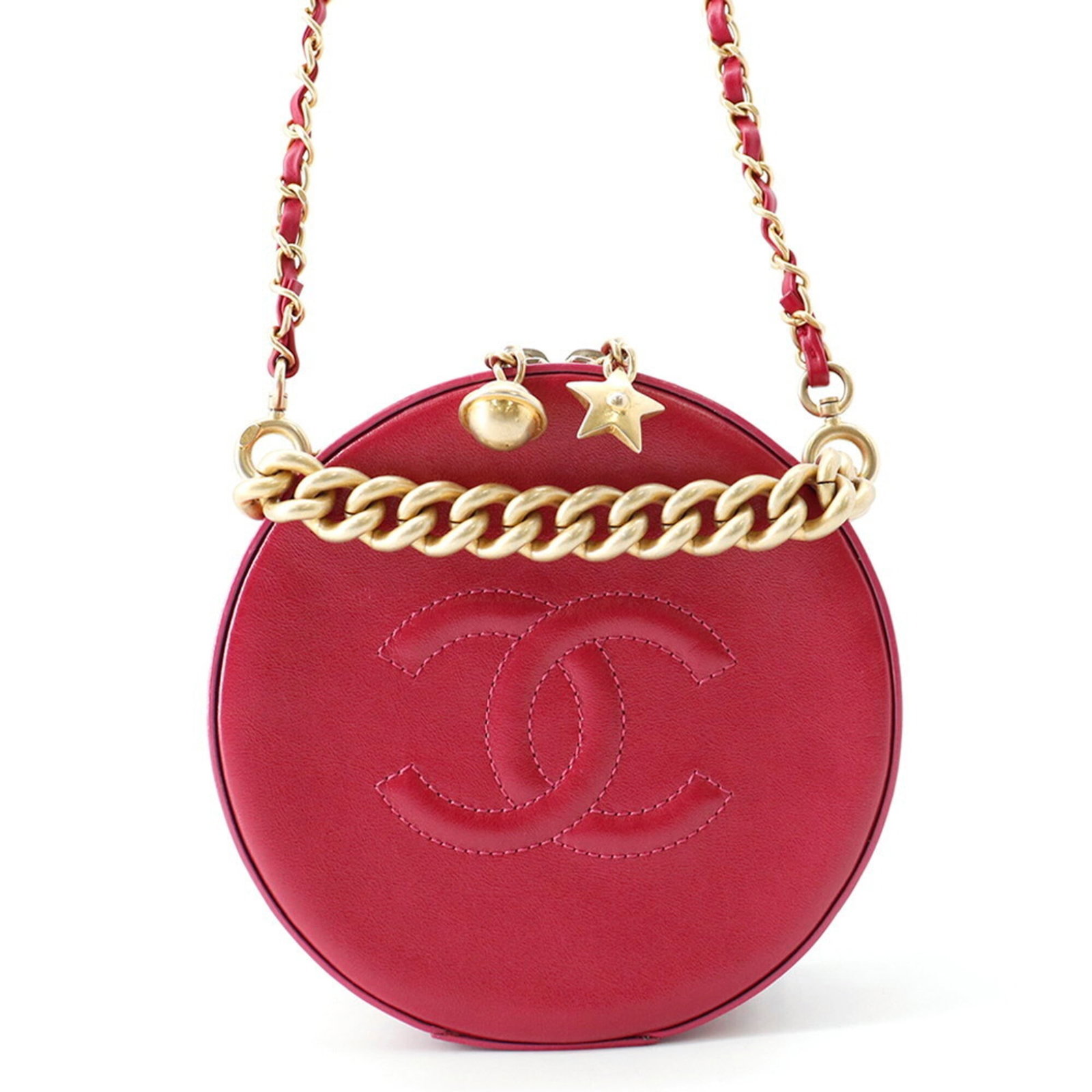 Chanel Handbag Shoulder Bag Leather: Chanel Handbag Shoulder Bag Leather Chanel's iconic shoulder bag boasts sleek lines and a vibrant pink hue, crafted from high-quality leather. Measuring 15.5cm x 15.5cm x 6.5cm, this stylish accessory