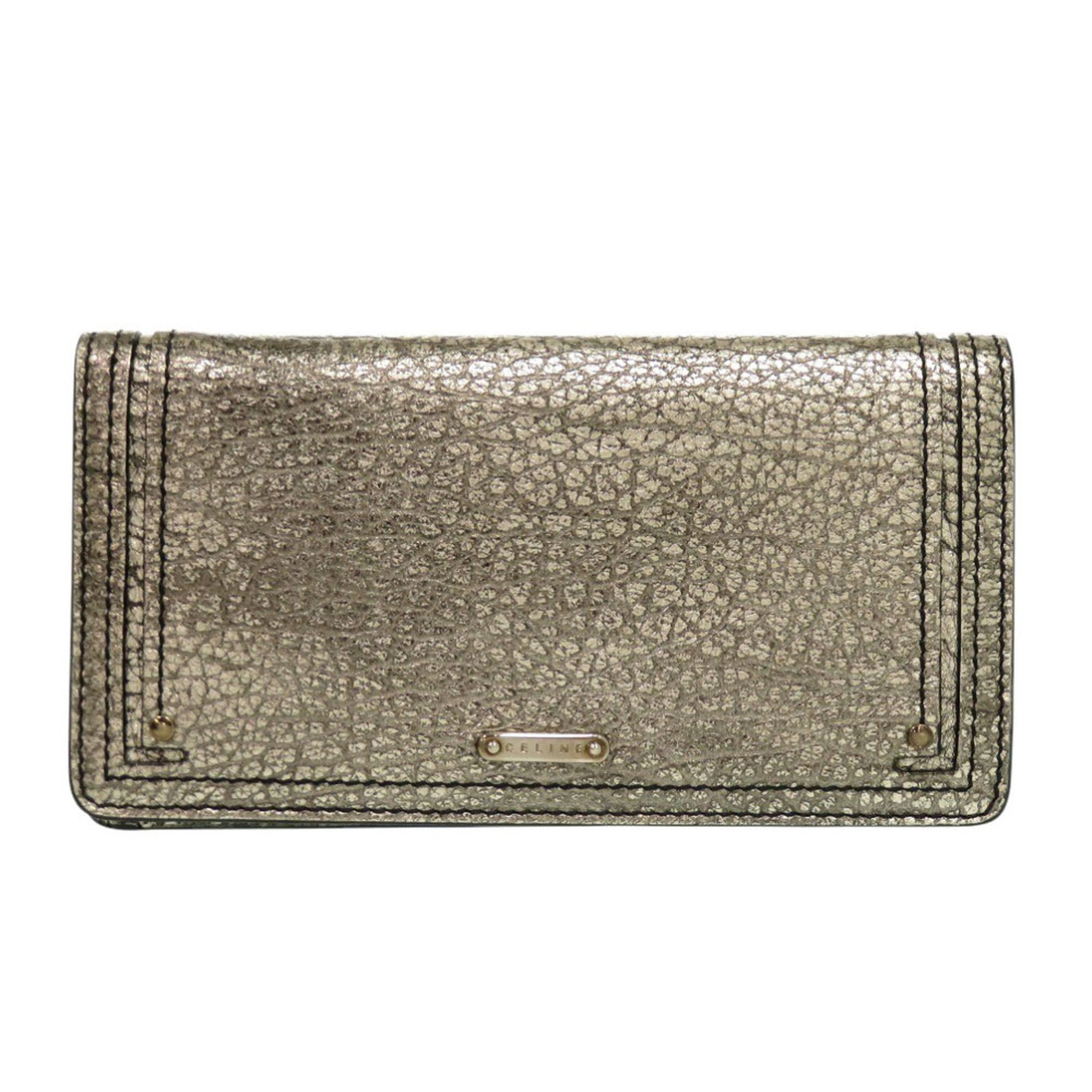 Celine Long Wallet (Bi-Fold) Leather: Celine Long Wallet (Bi-Fold) Leather Celine Long Wallet (Bi-Fold) Leather, crafted from high-quality Italian leather, features a sleek gunmetal color and classic bi-fold design. Measuring 9cm x 17.5cm