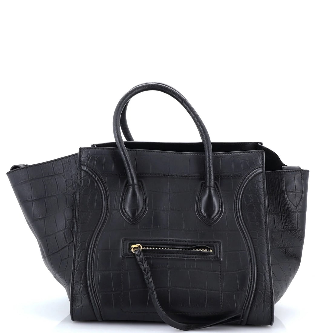 Crocodile Leather Embossed Medium Bag Celine Phantom: Crocodile Leather Embossed Medium Bag Celine Phantom Crocodile Leather Embossed Medium Bag Celine Phantom - A stylish medium tote bag featuring crocodile embossed leather exterior in black, complement