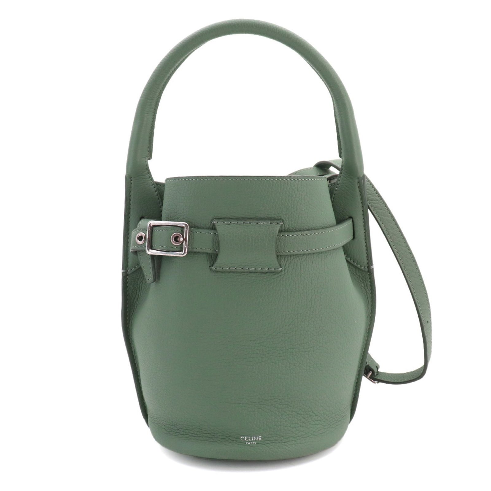 Handbag Celine Leather: Handbag Celine Leather The Celine Leather Handbag boasts its signature green color and sleek design, measuring 21cm x 15.5cm x 15.5cm in size. Made from high-quality leather, this handbag is a