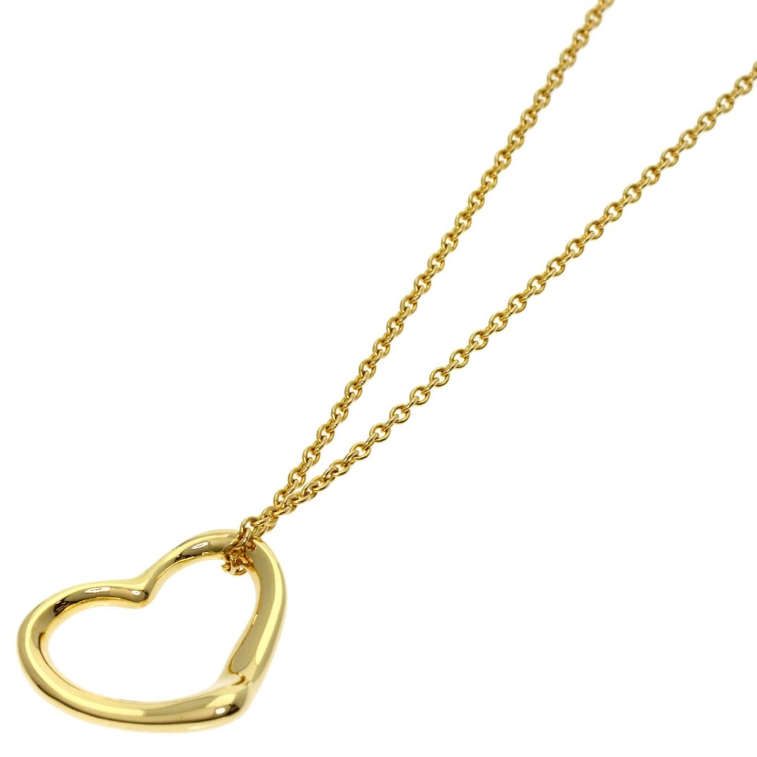 Yellow Gold Tiffany Necklace K18 Open Heart: Yellow Gold Tiffany Necklace K18 Open Heart K18 Yellow Gold Tiffany Necklace with an open heart design, crafted from 18k gold for a luxurious touch. This necklace measures 16.1 inches in length and