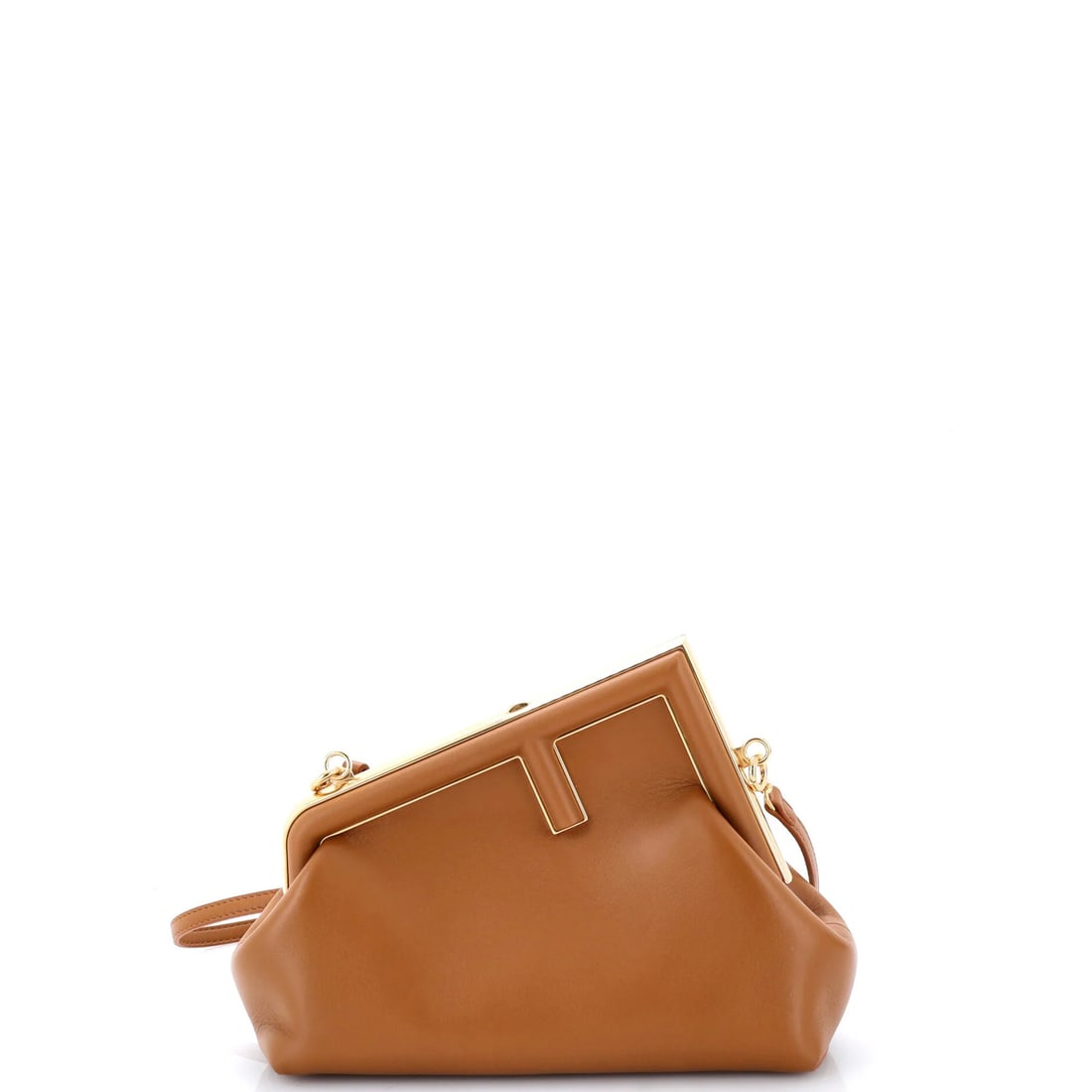Bag Leather Small Fendi: Bag Leather Small Fendi Small Fendi Leather Clutch in Brown. This small bag features high-quality leather exterior with minor corner wear and scuffs, gold hardware, and a sturdy strap for secure carry