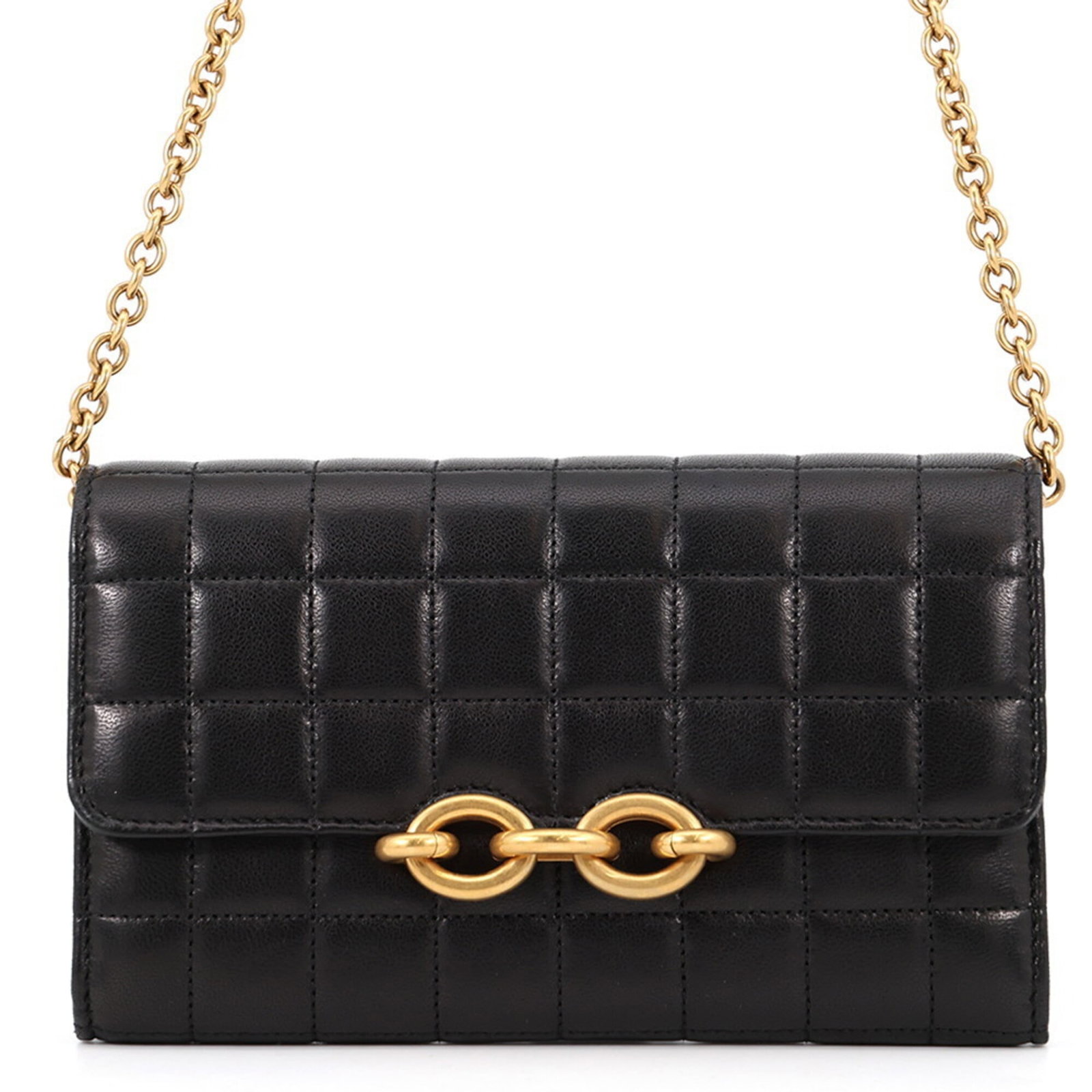 Yves Saint Laurent Chain/ Shoulder Wallet Leather: Yves Saint Laurent Chain/ Shoulder Wallet Leather Chain/Shoulder wallet in black leather from Yves Saint Laurent, measuring 11.5cm x 19cm x 4cm. This Italian-made leather wallet features a chain strap