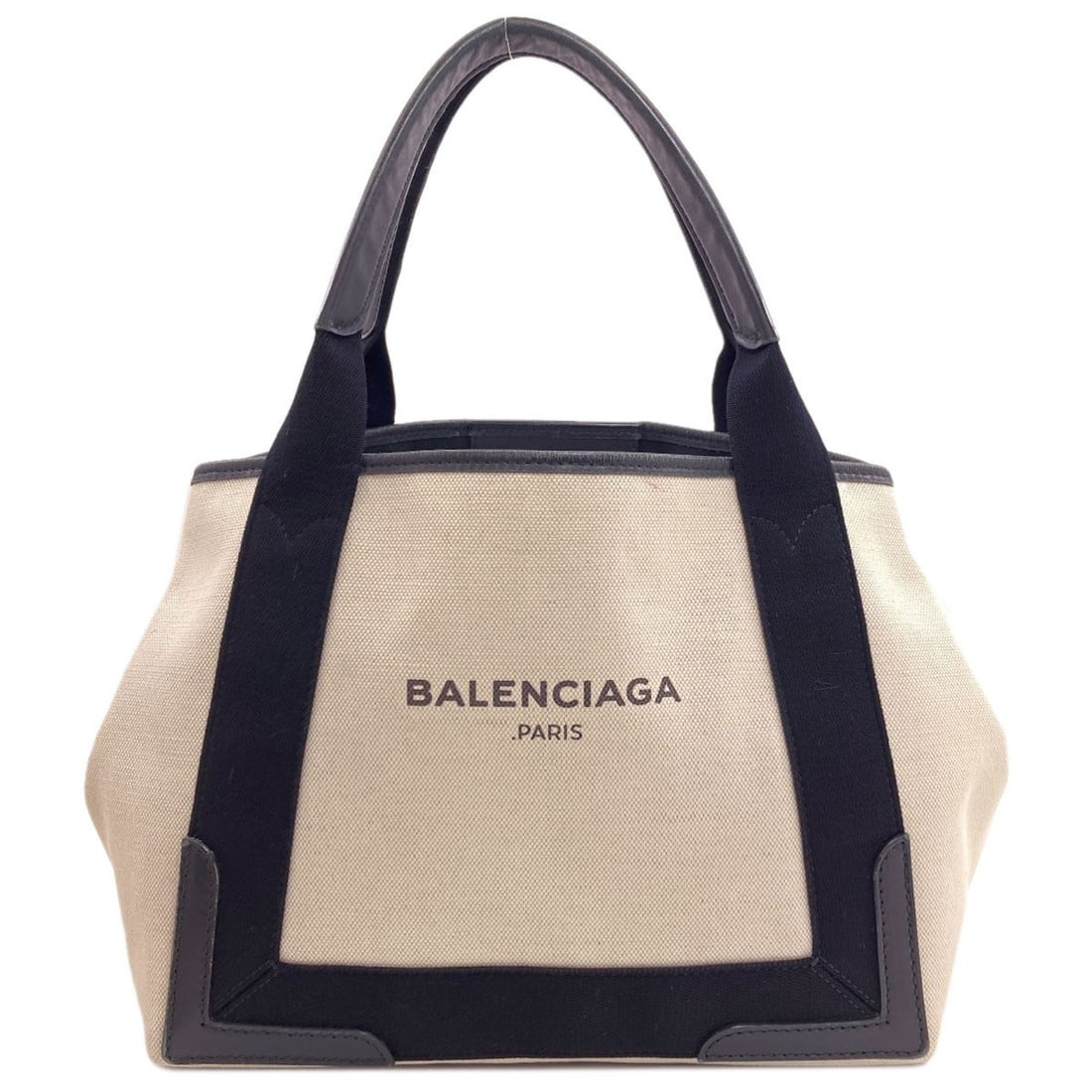 Balenciaga 339933 Navy Cabas S Handbag Canvas: Balenciaga 339933 Navy Cabas S Handbag Canvas Canvas handbag from Balenciaga featuring white exterior with navy cabas S style. This canvas bag boasts a classic design, making it a timeless addition