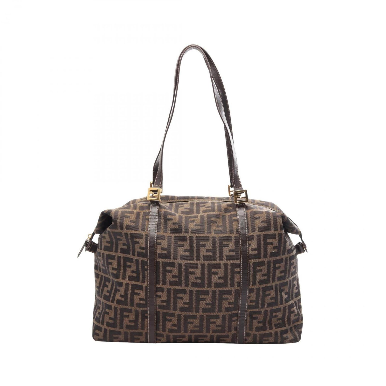 Canvas leather bag tote by Fendi: Canvas leather bag tote by Fendi Canvas leather bag tote by Fendi, featuring high-quality canvas and rich leather construction. This stylish black and brown tote measures 31cm x 39cm x 12cm, making