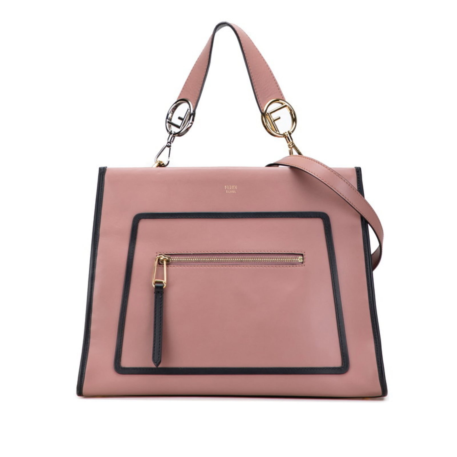 Handbag Leather Shoulder Bag Fendi: Handbag Leather Shoulder Bag Fendi Black and dusty pink leather shoulder bag from Fendi, measuring 25cm x 34cm x 9cm. This stylish handbag features high-quality leather construction with a classic