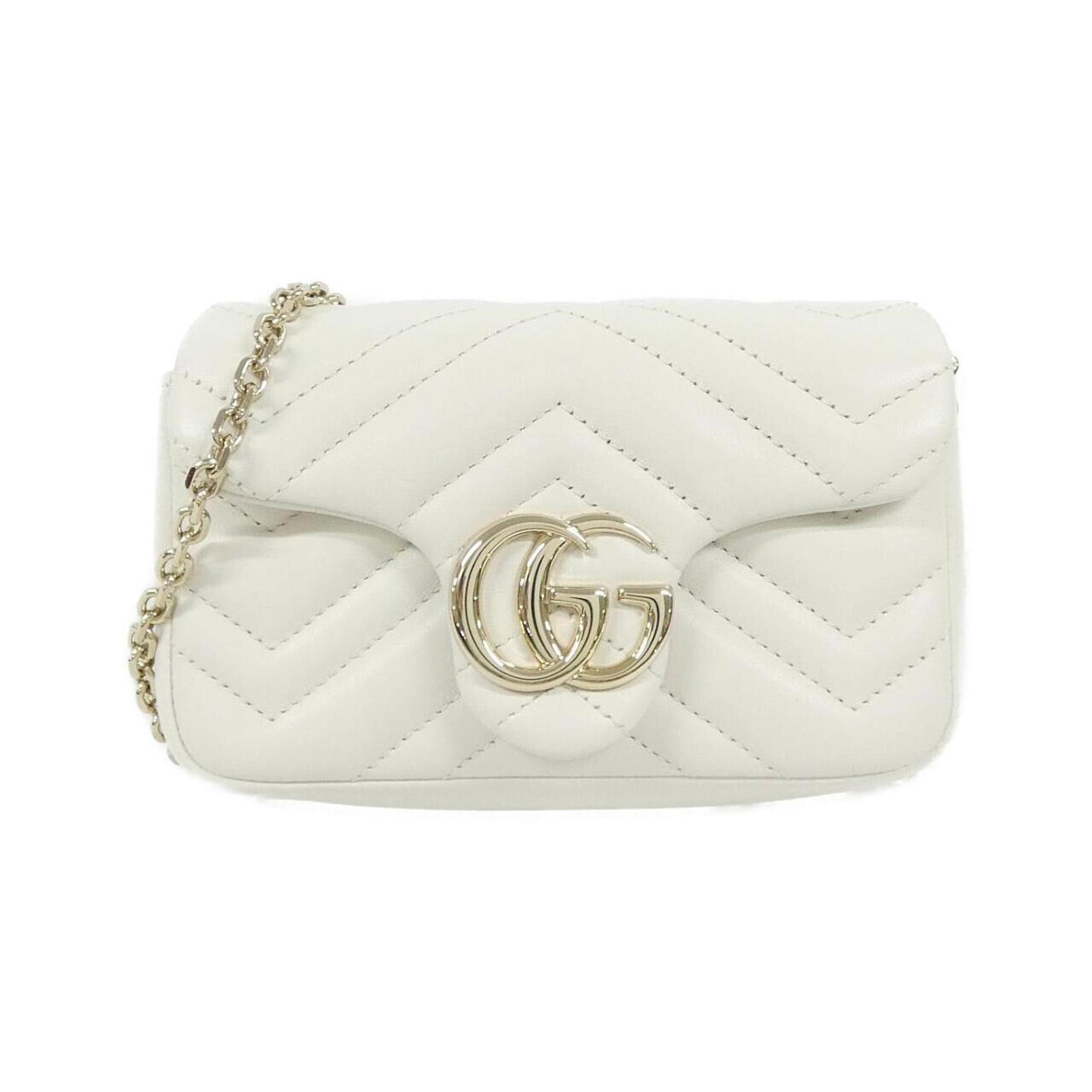 Gucci Shoulder Bag Leather: Gucci Shoulder Bag Leather White lambskin Gucci shoulder bag with clean lines and classic design. This stylish accessory features high-quality leather construction, measuring 10cm x 16cm x 5cm in