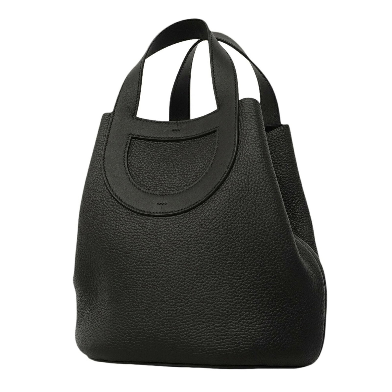 Hermes Handbag Taurillon Leather Clemence: Hermes Handbag Taurillon Leather Clemence The Hermes Handbag Taurillon Leather Clemence boasts sleek, sophisticated design with its black taurillon clemence leather and silver hardware. Measuring