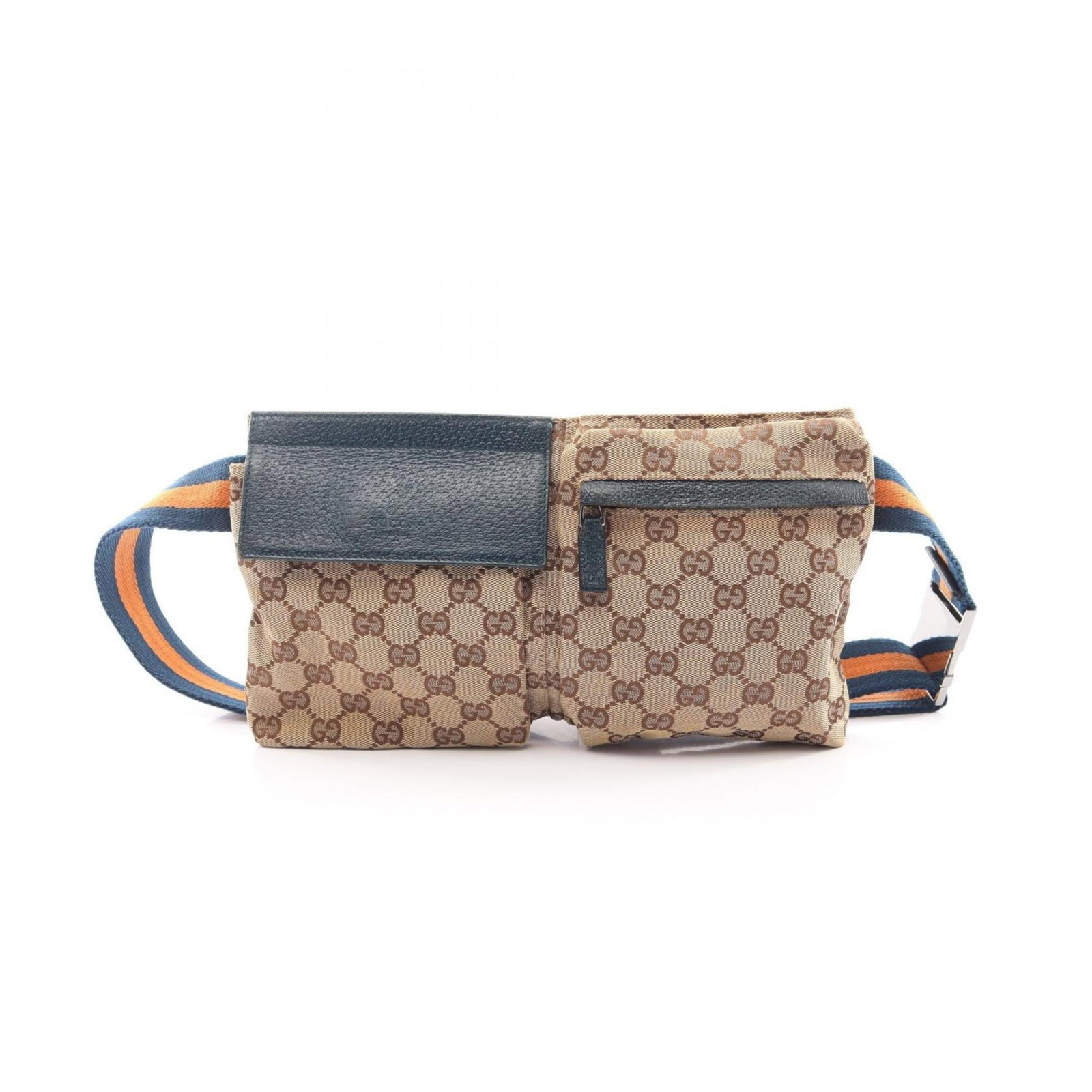 Gucci Canvas Leather Fanny Pack Handbag: Gucci Canvas Leather Fanny Pack Handbag Canvas and leather combine in this Gucci fanny pack handbag, available in beige, green, and orange hues. Measuring 16cm x 29cm x 2.5cm, it features a classic de