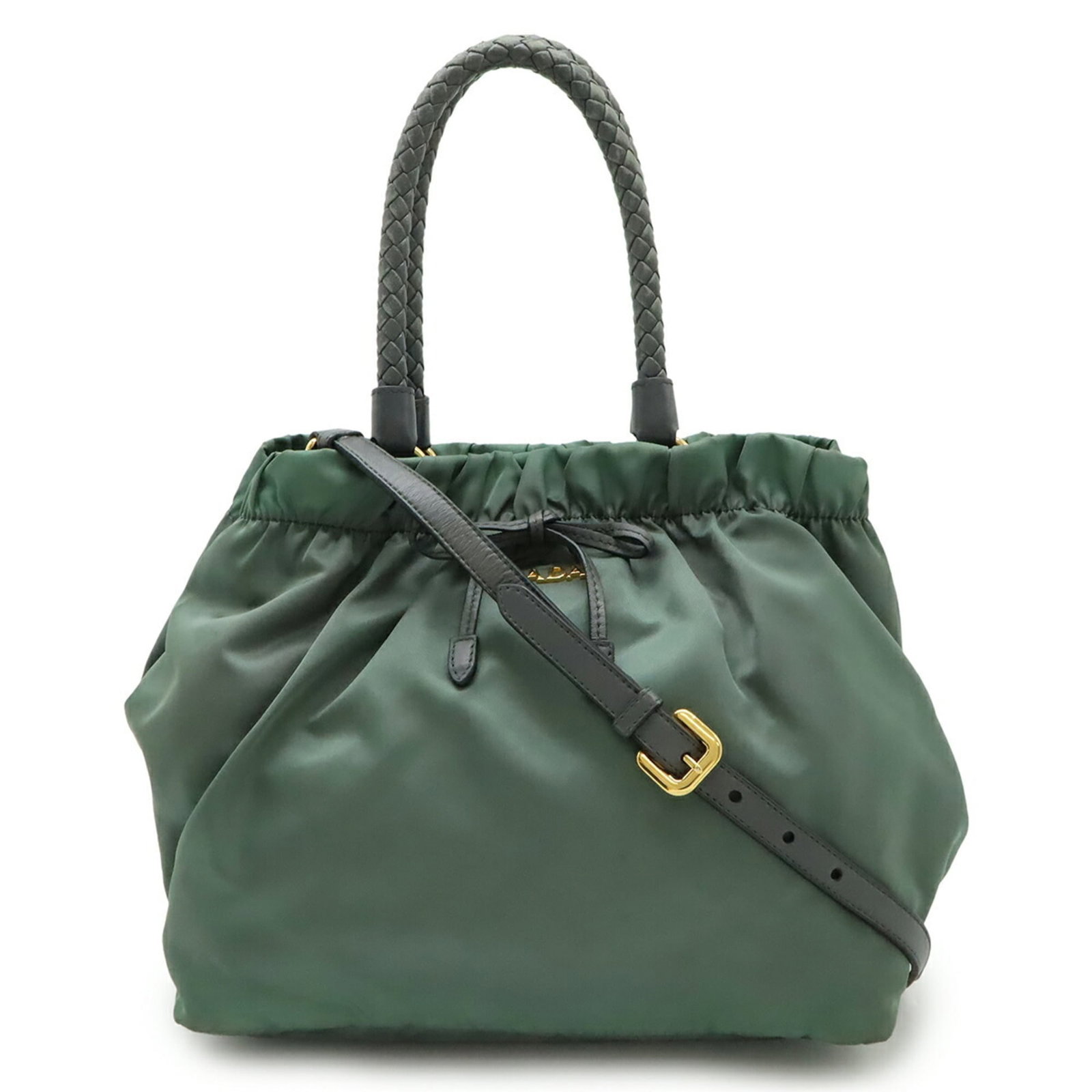 Nylon leather shoulder handbag by Prada: Nylon leather shoulder handbag by Prada Nylon leather shoulder handbag by Prada, featuring a sleek gray color and durable nylon material. This stylish bag comes with a guarantee card and adjustable