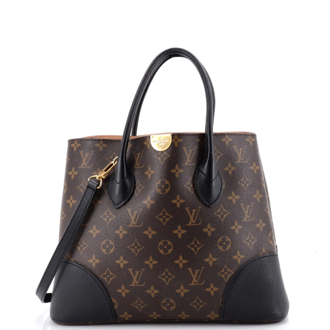 Monogram Canvas Leather Louis Flandrin Vuitton Handbag: Monogram Canvas Leather Louis Flandrin Vuitton Handbag Canvas Coated Leather Louis Flandrin Vuitton Handbag with Black Exterior and Neutral Interior, featuring a classic tote style with gold
