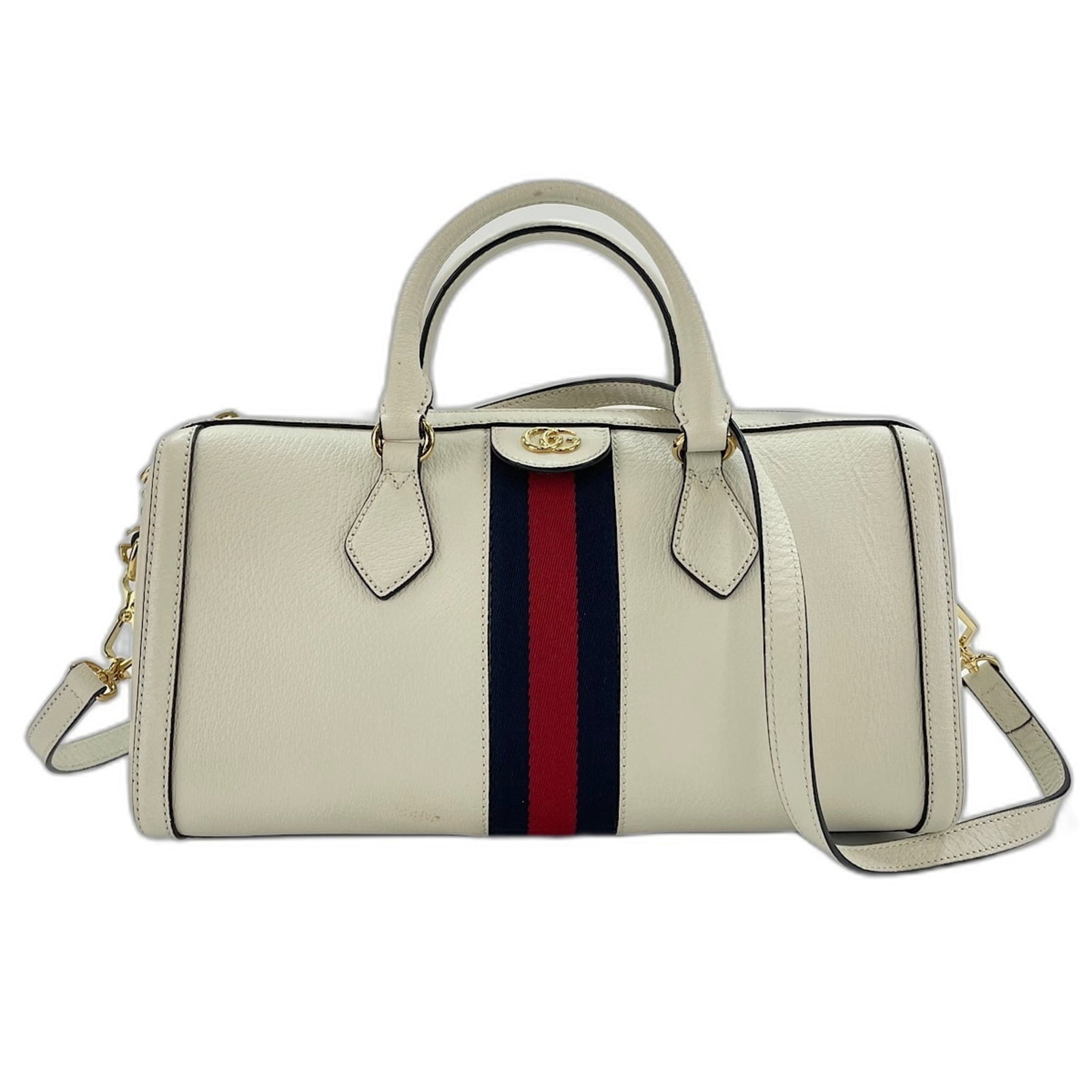 Boston Bag Leather Handbag Gucci: Boston Bag Leather Handbag Gucci White leather Boston bag from Gucci, featuring a classic design with a timeless white color. This stylish handbag measures 17cm x 33cm x 12cm and comes with adjustable