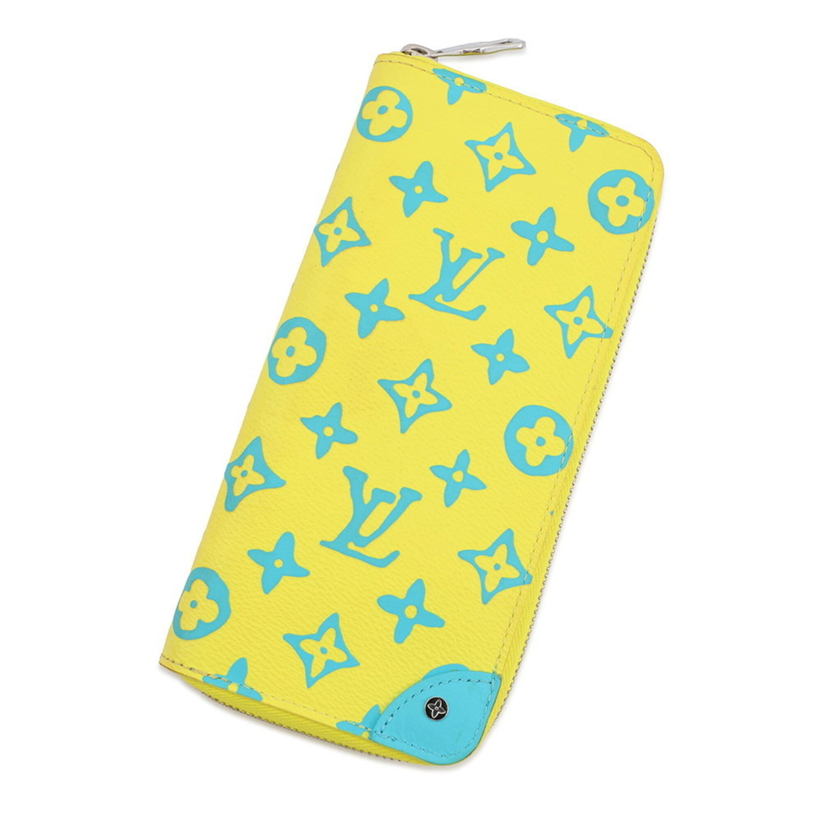 Louis Vuitton bi fold monogram wallet: Louis Vuitton bi fold monogram wallet The Louis Vuitton bi-fold monogram wallet boasts its iconic blue and yellow monogram pattern, expertly crafted with premium materials. Measuring 20cm x 10cm, this