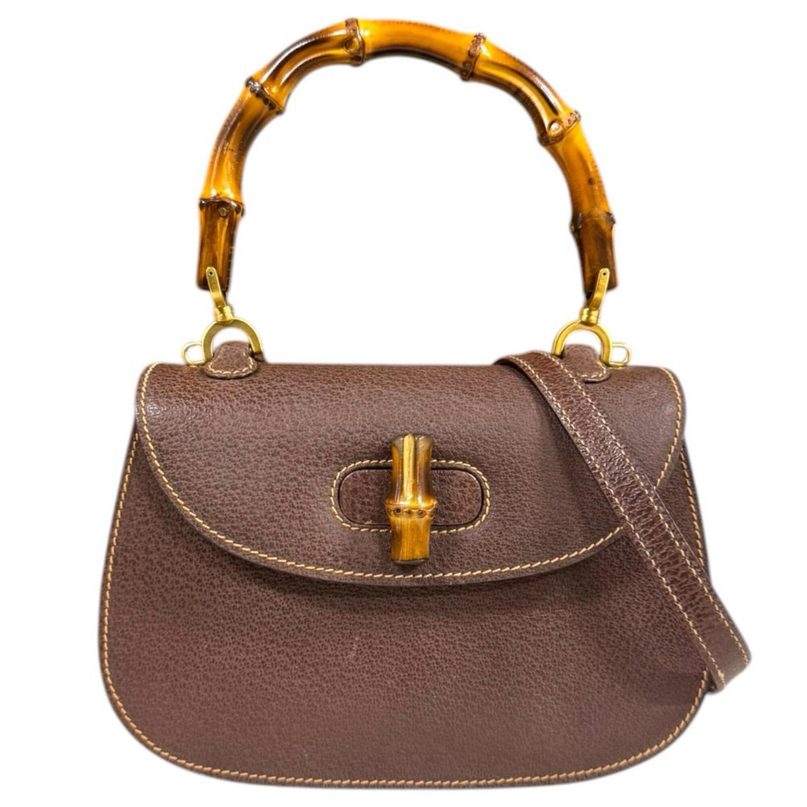 Bamboo leather Gucci shoulder bag: Bamboo leather Gucci shoulder bag Bamboo leather Gucci shoulder bag with a unique blend of sustainable materials and luxurious design, featuring turn lock closure and adjustable strap. Made from high-