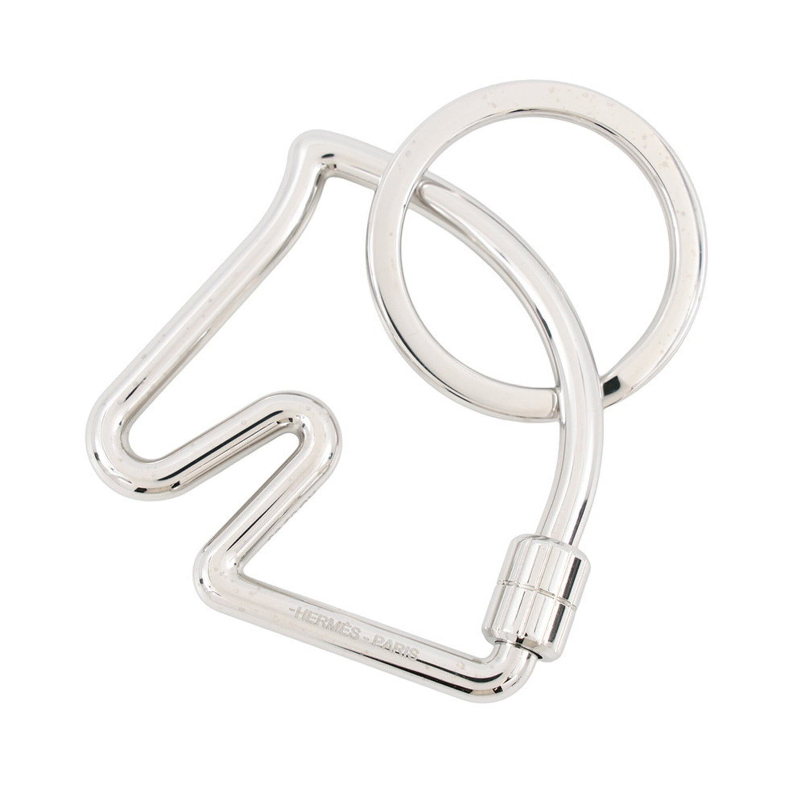 Keyring Metal By Hermes: Keyring Metal By Hermes The Hermes Keyring Metal is crafted from high-quality metal, measuring 4.5cm x 4.5cm in size, making it a sleek and compact accessory for everyday use. This silver keyring bear