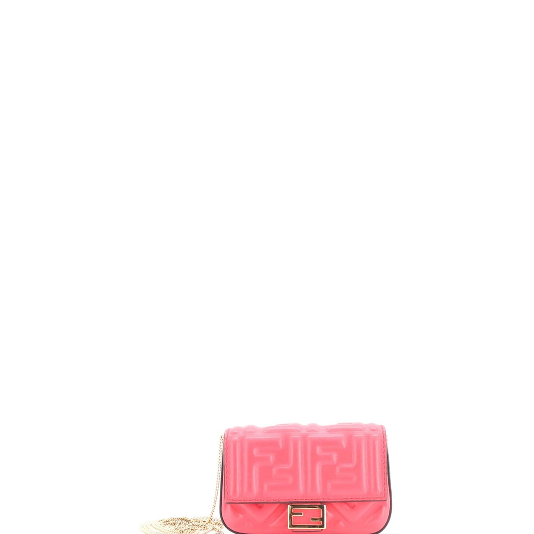 Chain Embossed Leather Bag Baguette Charm Fendi Nano Zucca (1 of 5)