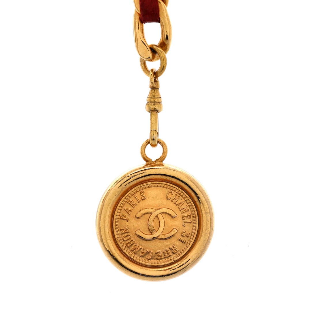 Chain belt of leather metal and Chanel vintage medallion (1 of 3)