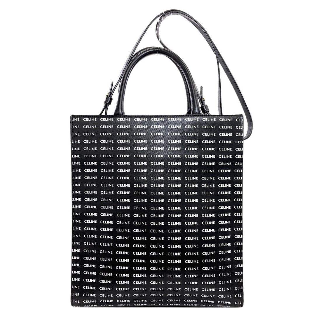 Vertical Calf Cabas 2Way Handbag: Vertical Calf Cabas 2Way Handbag Black Celine Vertical Calf Cabas Handbag with 2Way design, made from high-quality calf material. This stylish handbag features a sleek black exterior and a classic