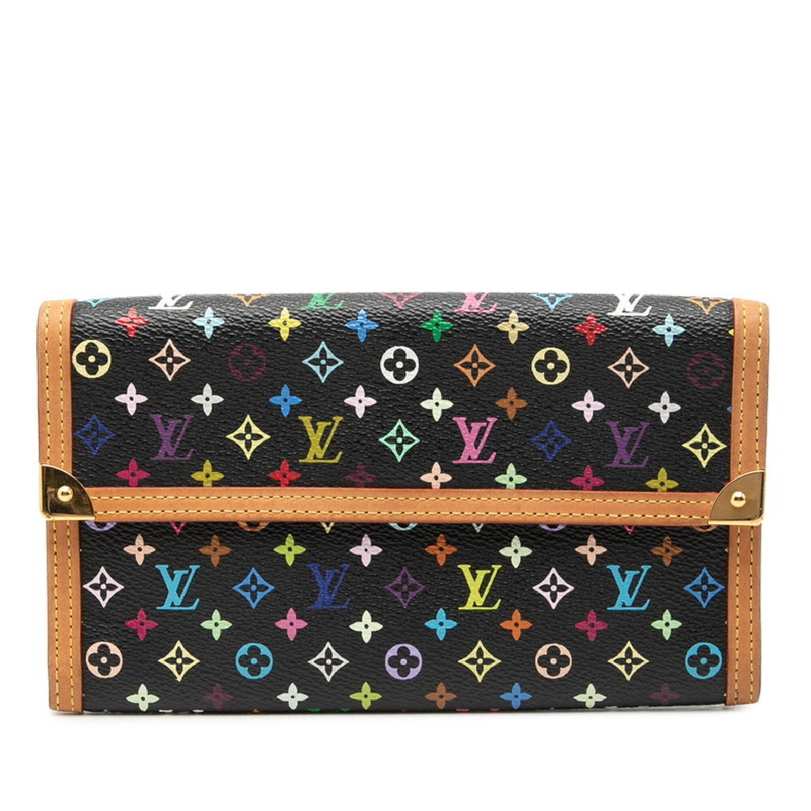 PVC Leather Bi Fold Long Wallet Louis Vuitton: PVC Leather Bi Fold Long Wallet Louis Vuitton PVC Leather Bi Fold Long Wallet in Black and Multi-color. This Louis Vuitton long wallet features a unique PVC leather design with a bi-fold structure,