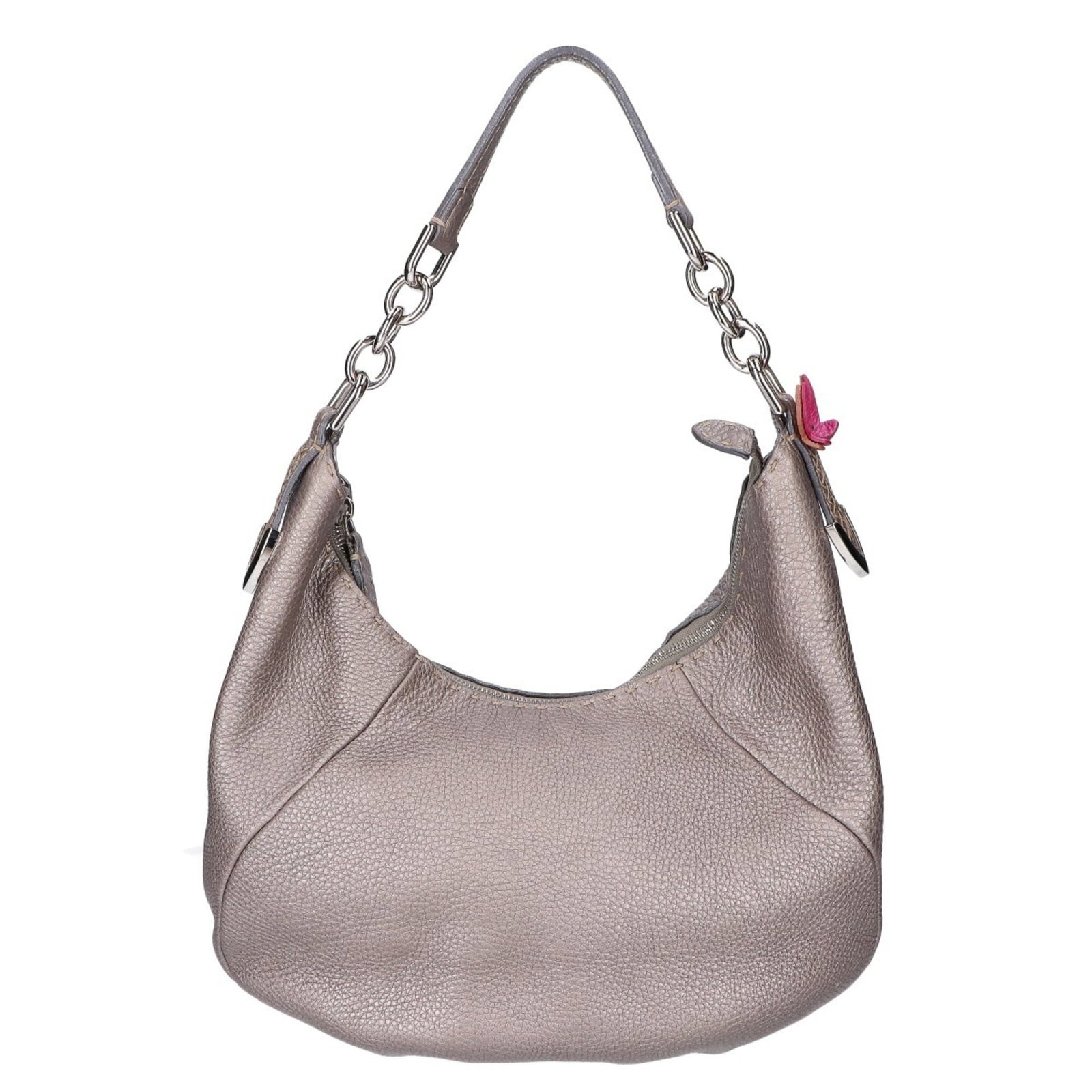 Shoulder Bag Fendi Leather: Shoulder Bag Fendi Leather This Fendi leather shoulder bag boasts sleek, modern lines and a sophisticated gray and silver color combination. Measuring 20cm x 38cm x 10cm, it offers ample space for