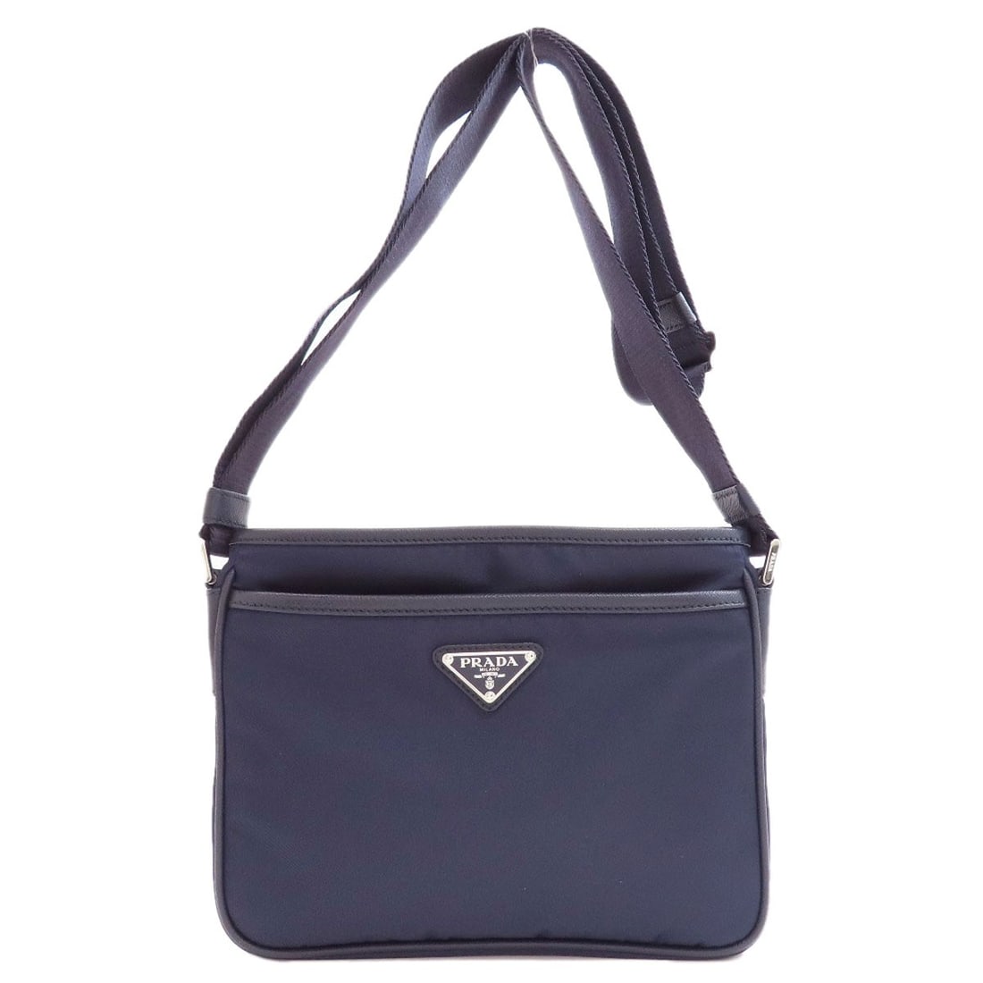 Logo nylon shoulder bag hardware Prada 2vH093: Logo nylon shoulder bag hardware Prada 2vH093 Navy nylon shoulder bag with Prada logo hardware, featuring a classic and timeless design. Made from durable nylon exterior material, this bag showcases t