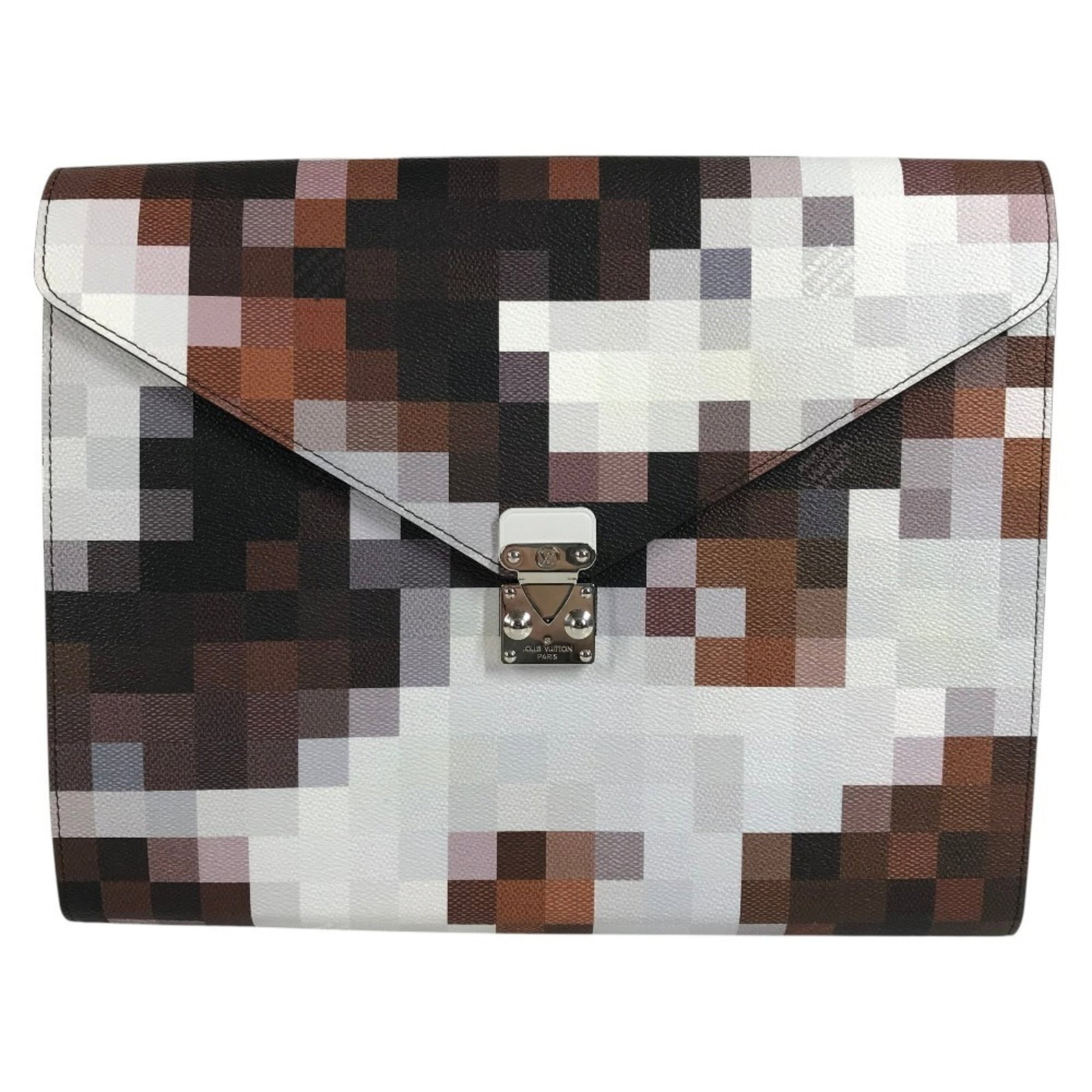 Louis Vuitton Clutch Bag Handbag Pouch Leather: Louis Vuitton Clutch Bag Handbag Pouch Leather Brown leather Louis Vuitton clutch bag, measuring 27cm x 33cm, bears the signature of the brand. Made from high-quality leather, this classic design feat