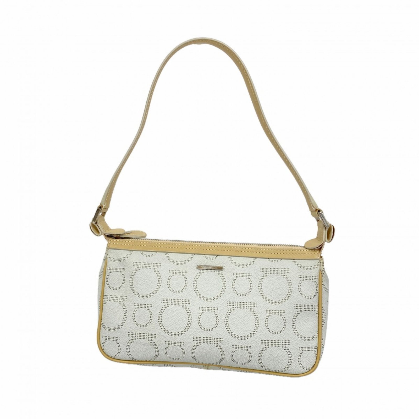 Salvatore Ferragamo Handbag Leather: Salvatore Ferragamo Handbag Leather Light blue leather handbag from Salvatore Ferragamo, featuring silver hardware and a compact size. This stylish accessory measures 12cm x 21.5cm x 6cm and boasts a