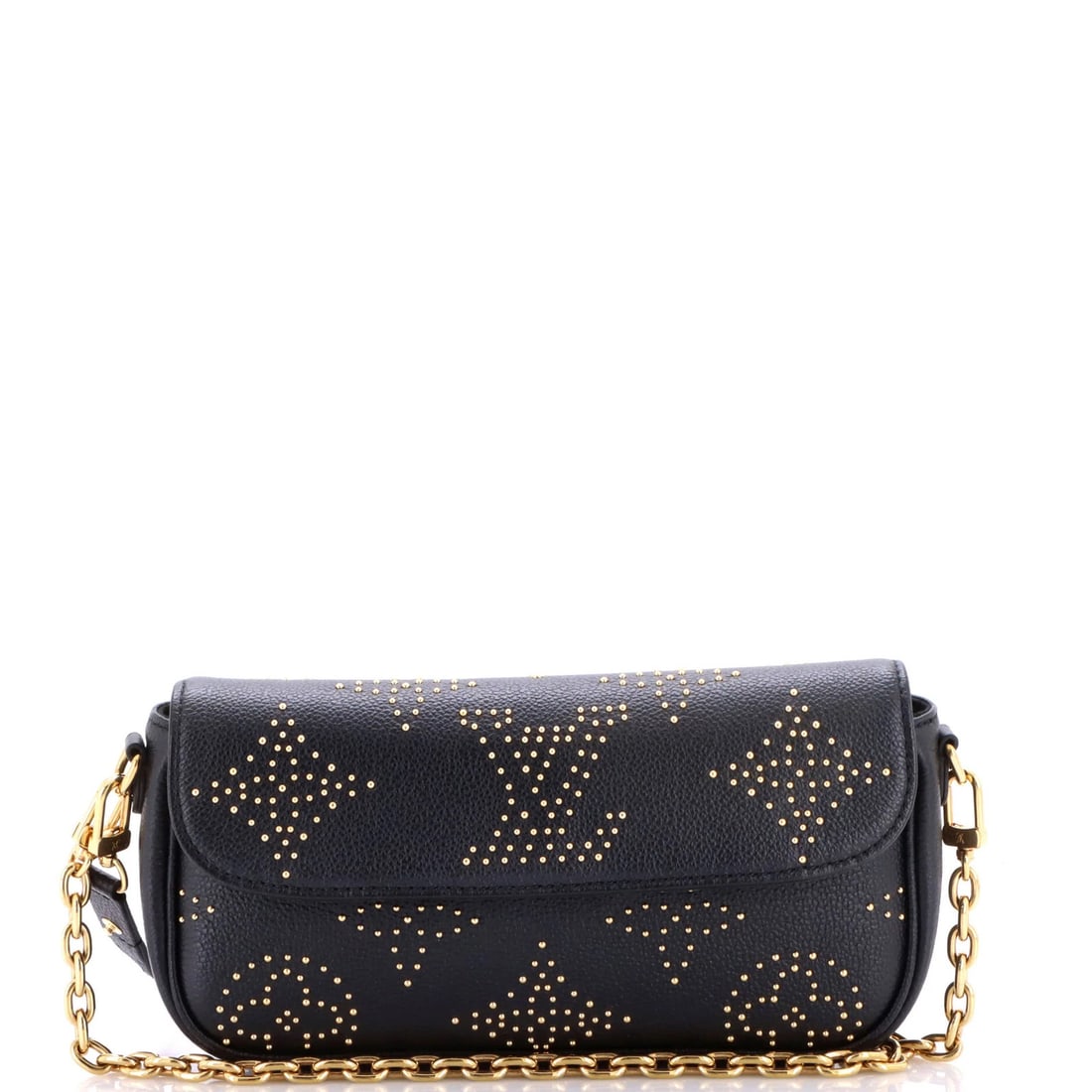 Louis Vuitton Ivy Wallet on Chain Studded Leather: Louis Vuitton Ivy Wallet on Chain Studded Leather Black Louis Vuitton Ivy Wallet on Chain Studded Leather features a sleek cross body design with minor creases and scuffs. The exterior studded