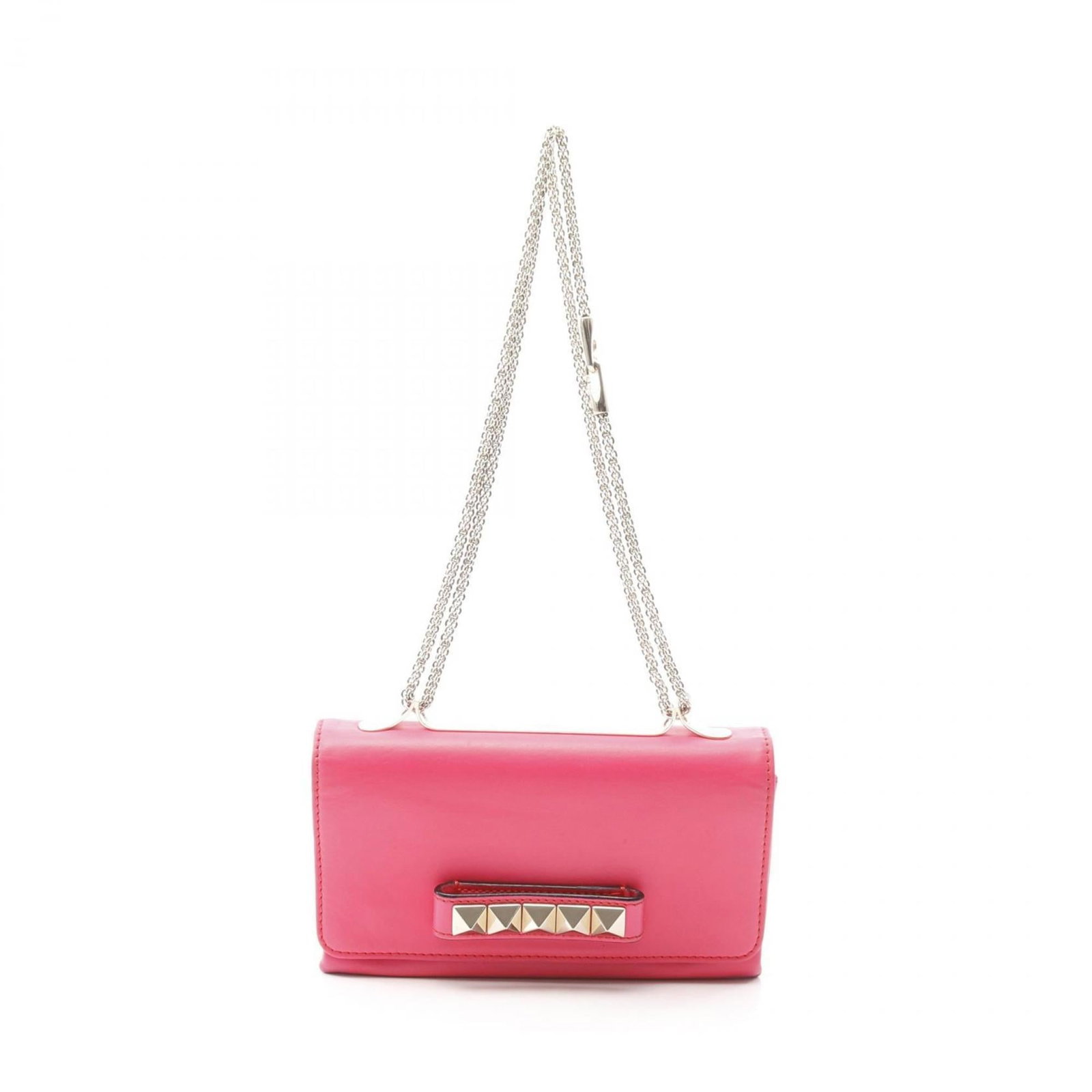 Valentino Shoulder Bag Leather: Valentino Shoulder Bag Leather Pink leather shoulder bag from Valentino, measuring 15cm x 24cm. Made entirely of high-quality leather, this stylish accessory features a sleek design with clean lines a