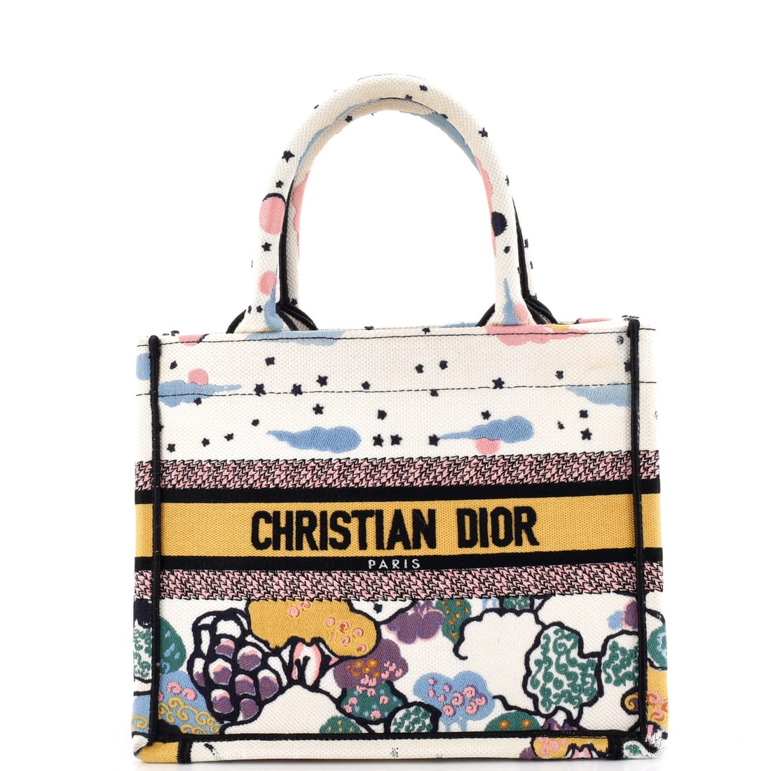 Christian Dior Small Embroidered Canvas Book Tote: Christian Dior Small Embroidered Canvas Book Tote Small, stylish tote from Christian Dior's Book Tote collection, boasting a vibrant multicolor print on high-quality canvas. The exterior features