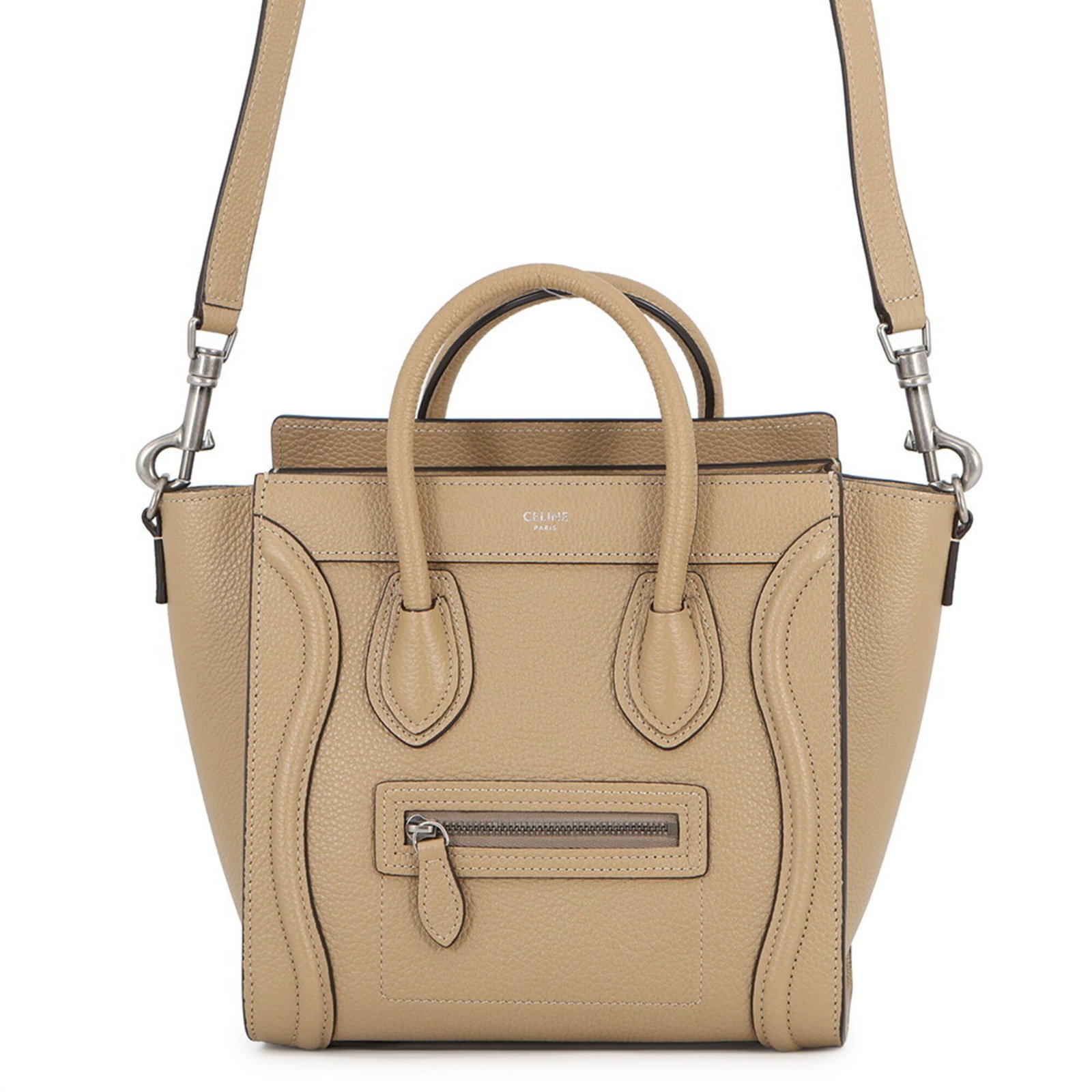 Handbag Celine Leather: Handbag Celine Leather Handbag Celine Leather - A High-Quality Italian Leather Handbag. Made from premium leather, this handbag features silver hardware and an open closure. Measuring 20cm x 20cm x 10