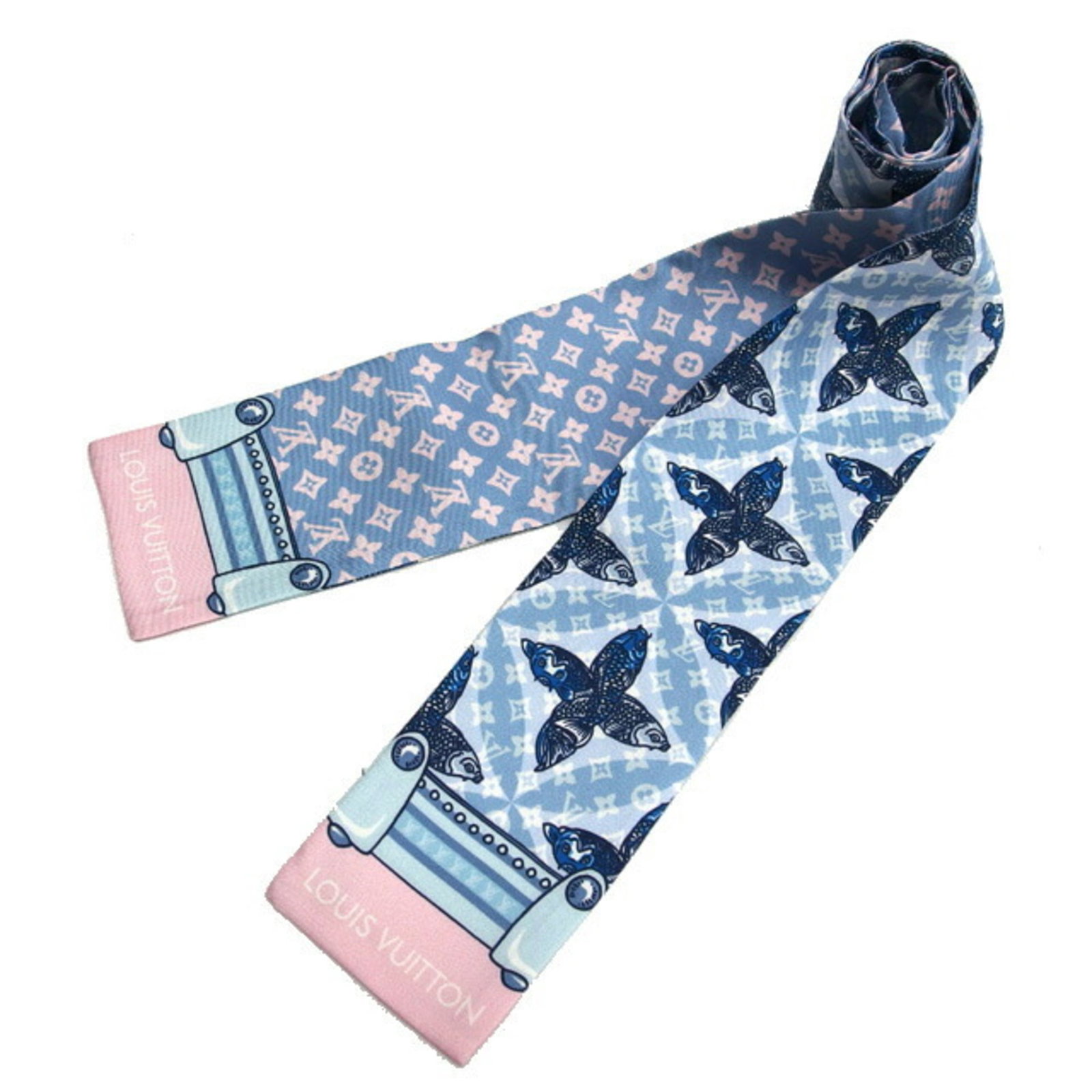 Silk Louis Vuitton Scarf 100%: Silk Louis Vuitton Scarf 100% Silk Louis Vuitton Scarf in Blue, Light Pink, and Navy - A luxurious accessory featuring the iconic Monogram pattern, crafted from high-quality silk. Measuring 47.63'' x 