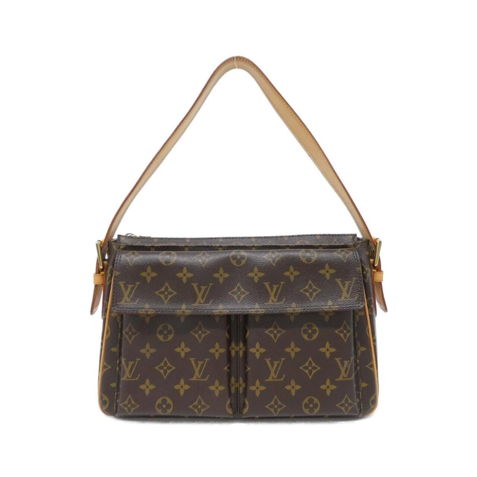 Shoulder bag coated canvas by Louis Vuitton: Shoulder bag coated canvas by Louis Vuitton Coated canvas by Louis Vuitton, this shoulder bag boasts a classic design with clean lines and a timeless brown color. Measuring 22cm x 31cm x 10cm, it prov