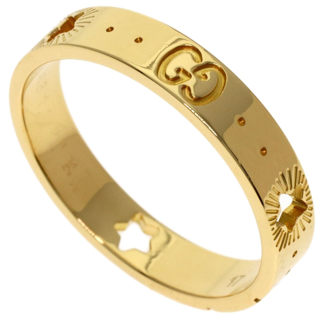 Star Icon Yellow Gold Ring K18 Gucci #17: Star Icon Yellow Gold Ring K18 Gucci #17 K18 yellow gold Star Icon ring from GUCCI, featuring a distinctive design with no main stone. This 8.25 US ring size piece showcases the luxurious feel of K18 