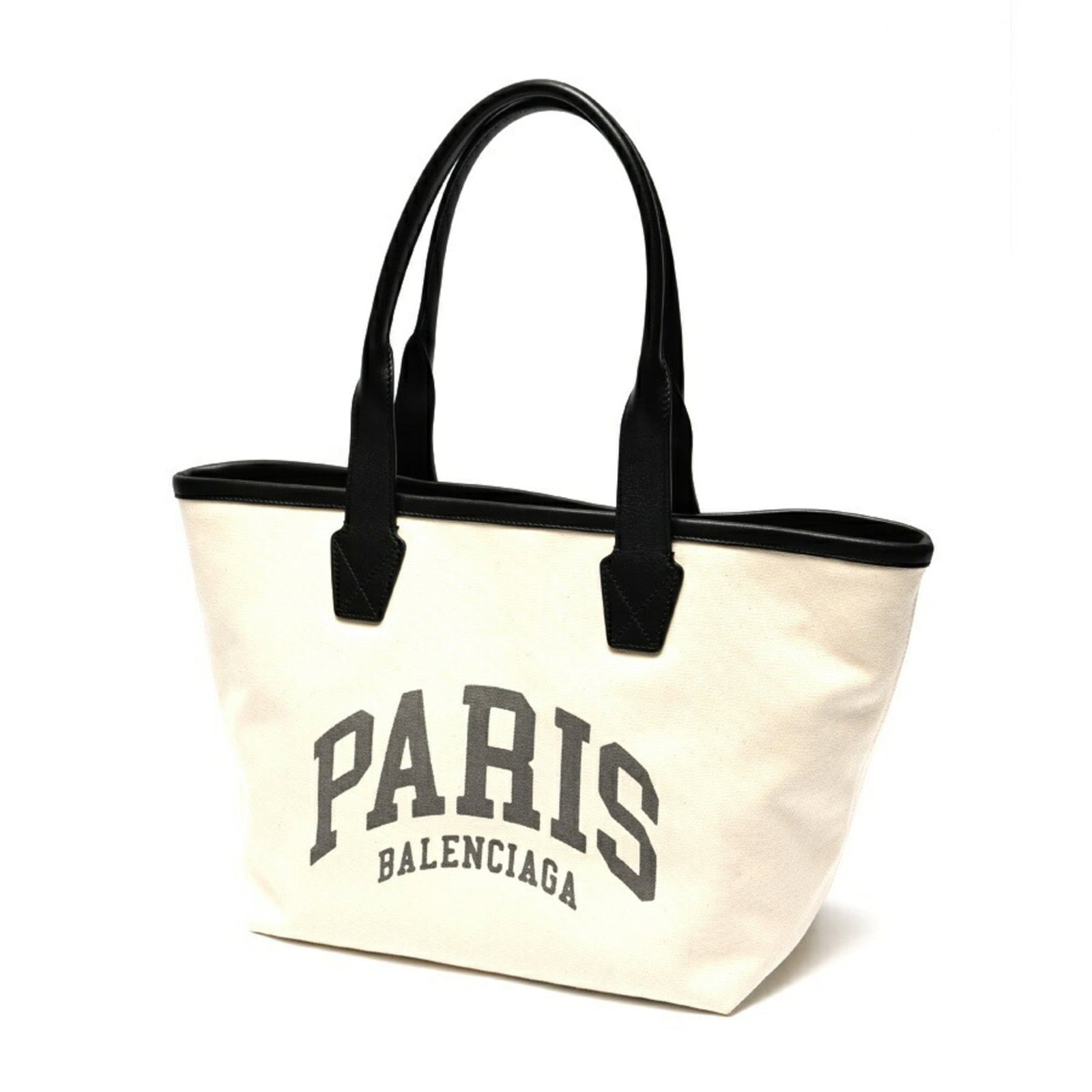 Canvas leather bag tote by Balenciaga: Canvas leather bag tote by Balenciaga Canvas leather bag tote by Balenciaga, featuring a striking black color and structured design. Made from high-quality canvas and leather, this stylish tote measur