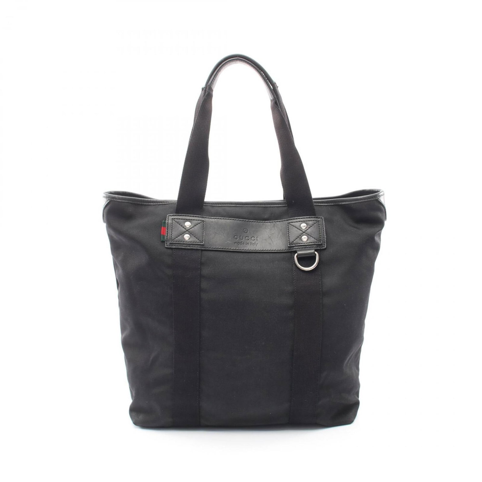 Canvas leather handbag tote gucci: Canvas leather handbag tote gucci Canvas and leather combine in this black Gucci MPN 268175 tote bag, measuring 38cm x 35cm x 13cm. The canvas material provides a sturdy base while the leather adds a 