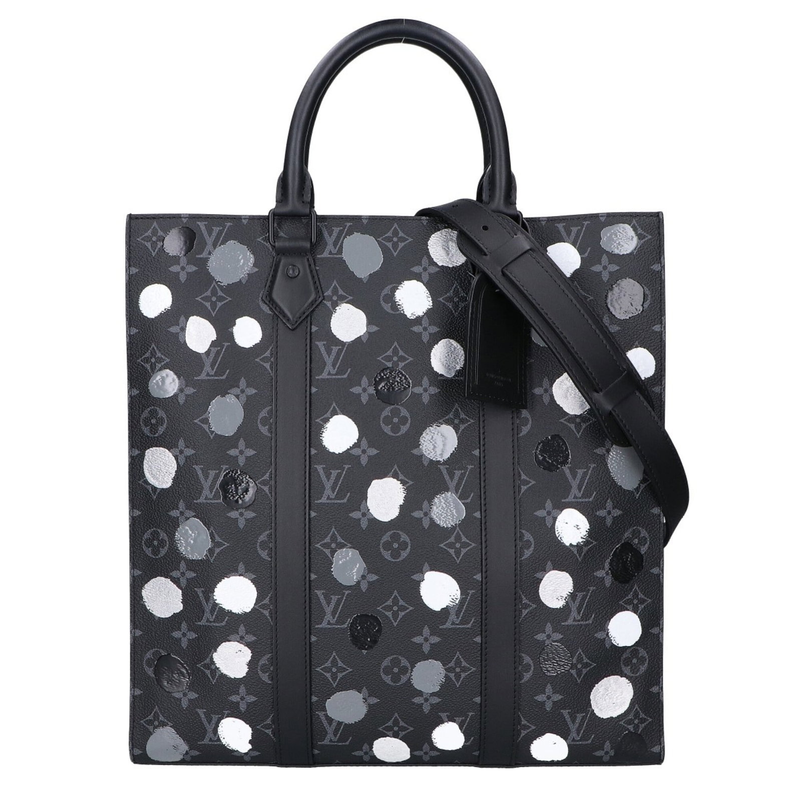 Louis Vuitton Monogram Eclipse Bag Tote: Louis Vuitton Monogram Eclipse Bag Tote The Louis Vuitton Monogram Eclipse Bag Tote boasts its iconic monogram pattern in a striking Eclipse color. Measuring 37cm x 36cm x 8cm, this stylish tote bag